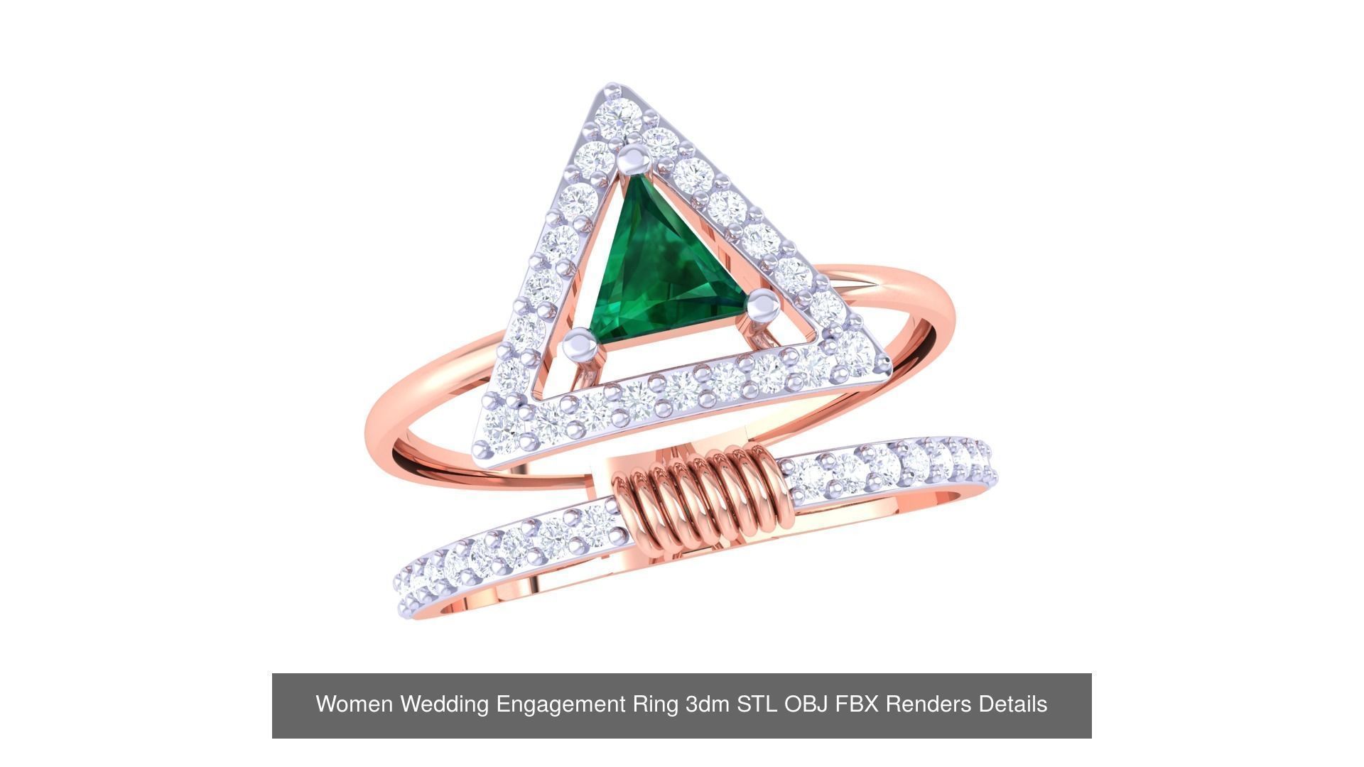 50 Women Wedding Engagement Ring 3dm STL OBJ Details Collection _32