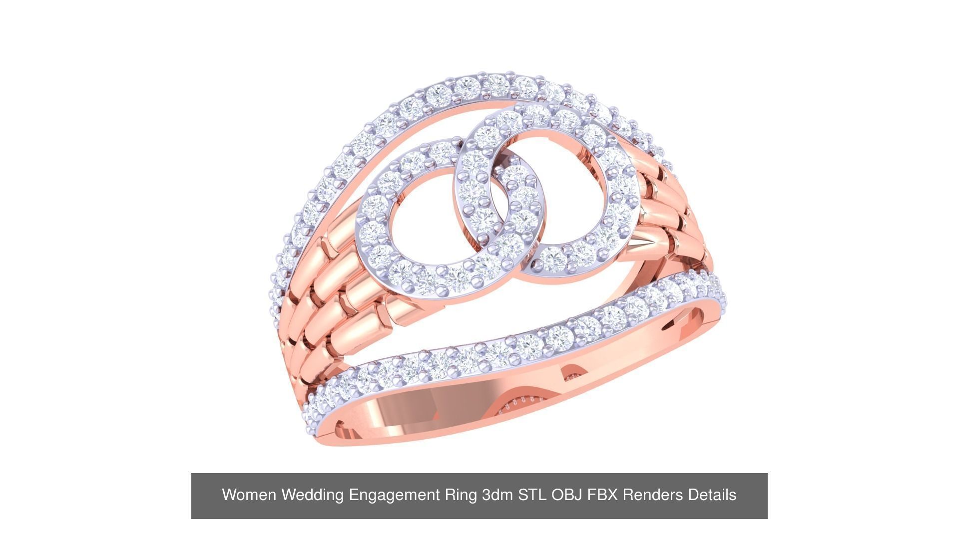 50 Women Wedding Engagement Ring 3dm STL OBJ Details Collection _14