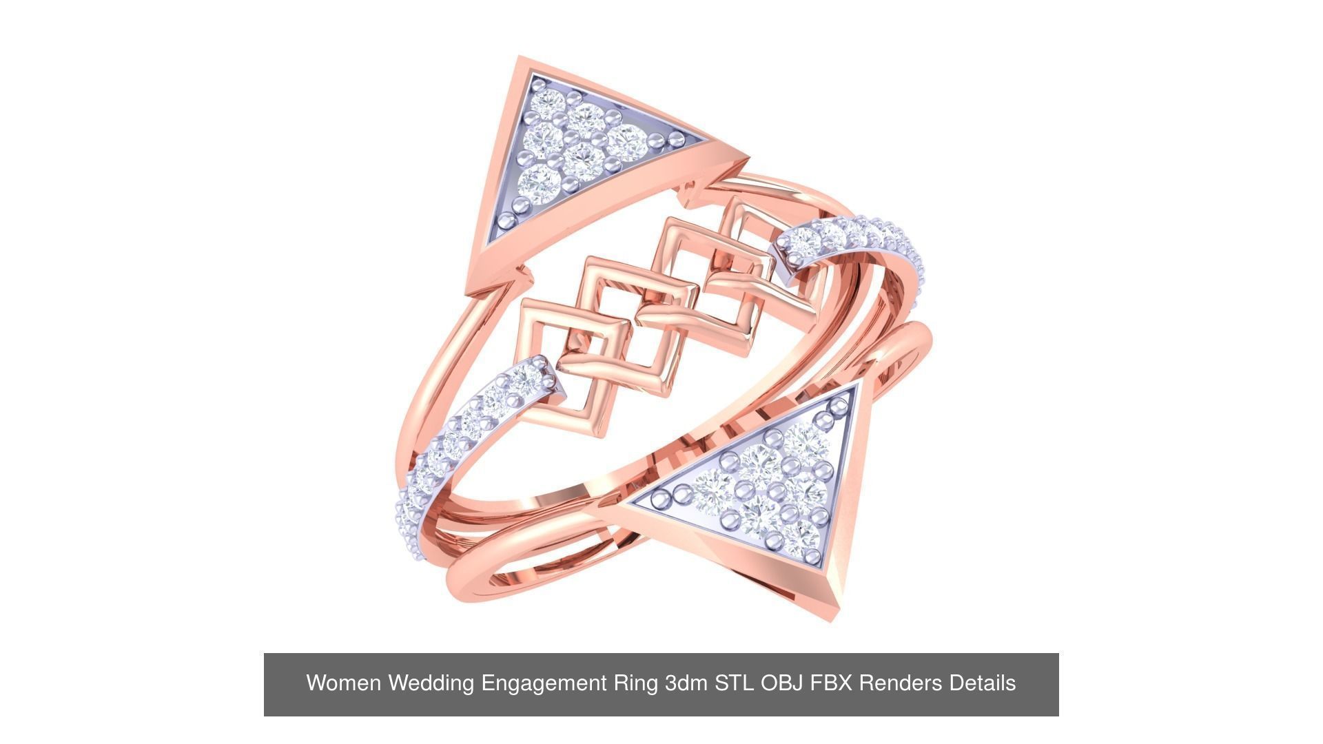 50 Women Wedding Engagement Ring 3dm STL OBJ Details Collection _33