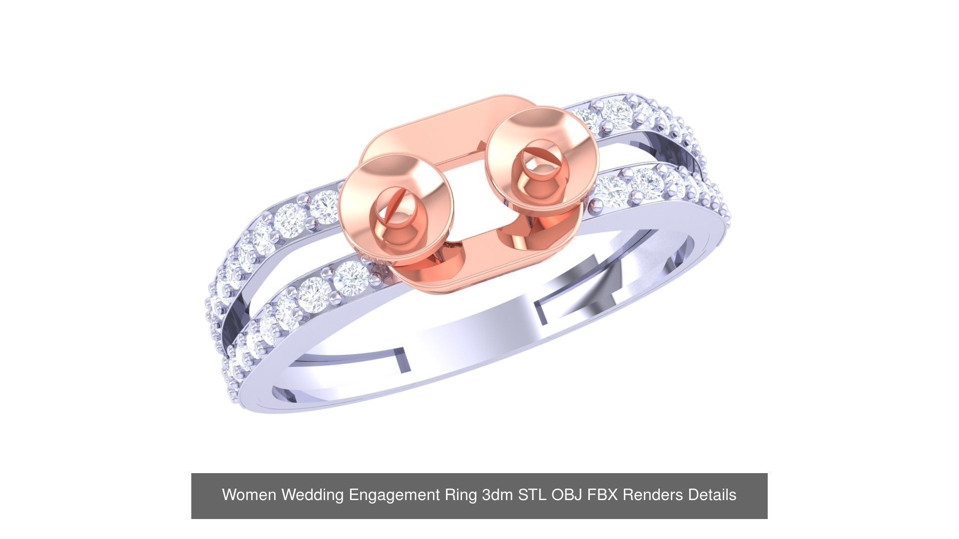 50 Women Wedding Engagement Ring 3dm STL OBJ Details Collection _54