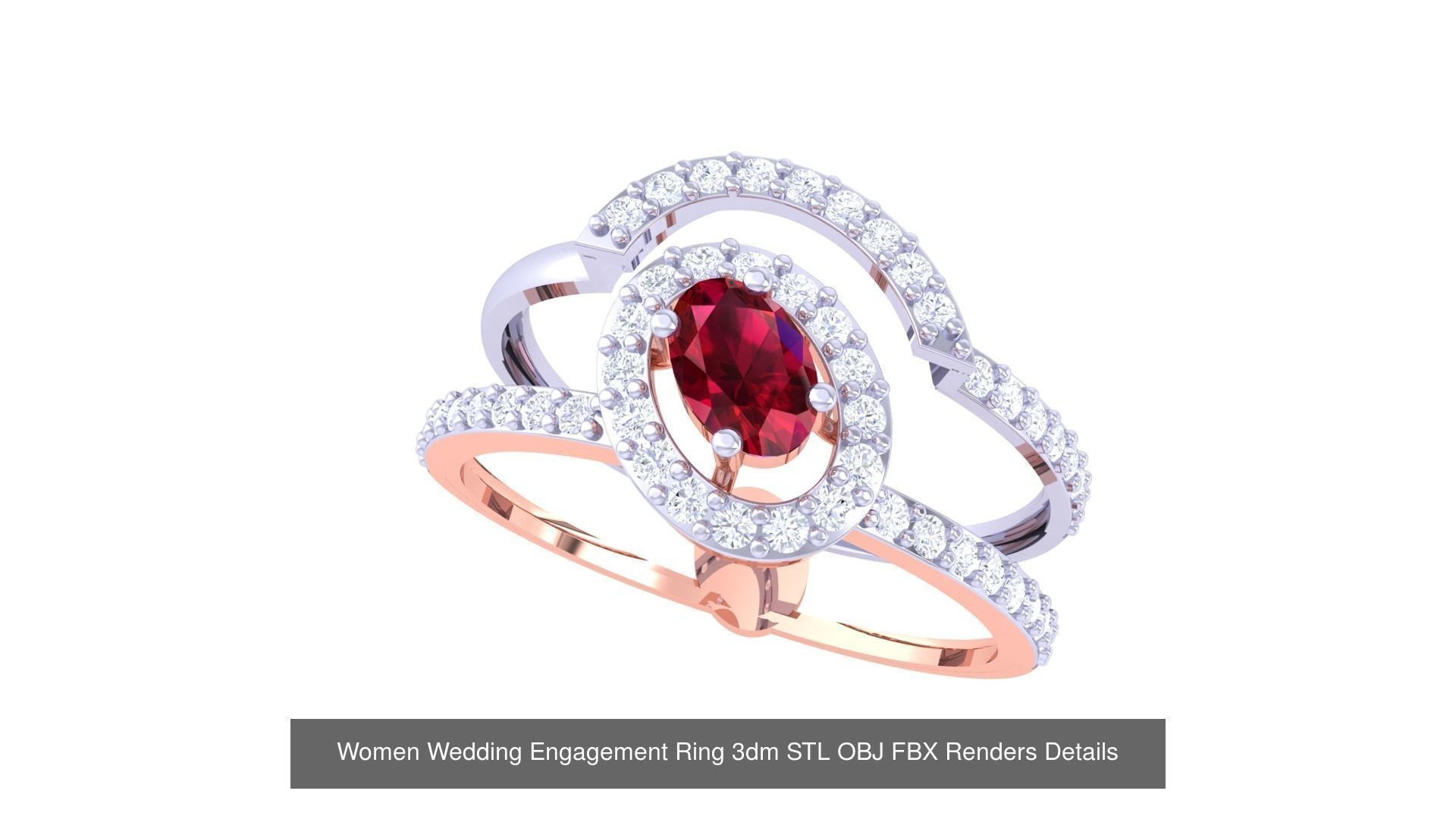 50 Women Wedding Engagement Ring 3dm STL OBJ Details Collection _20