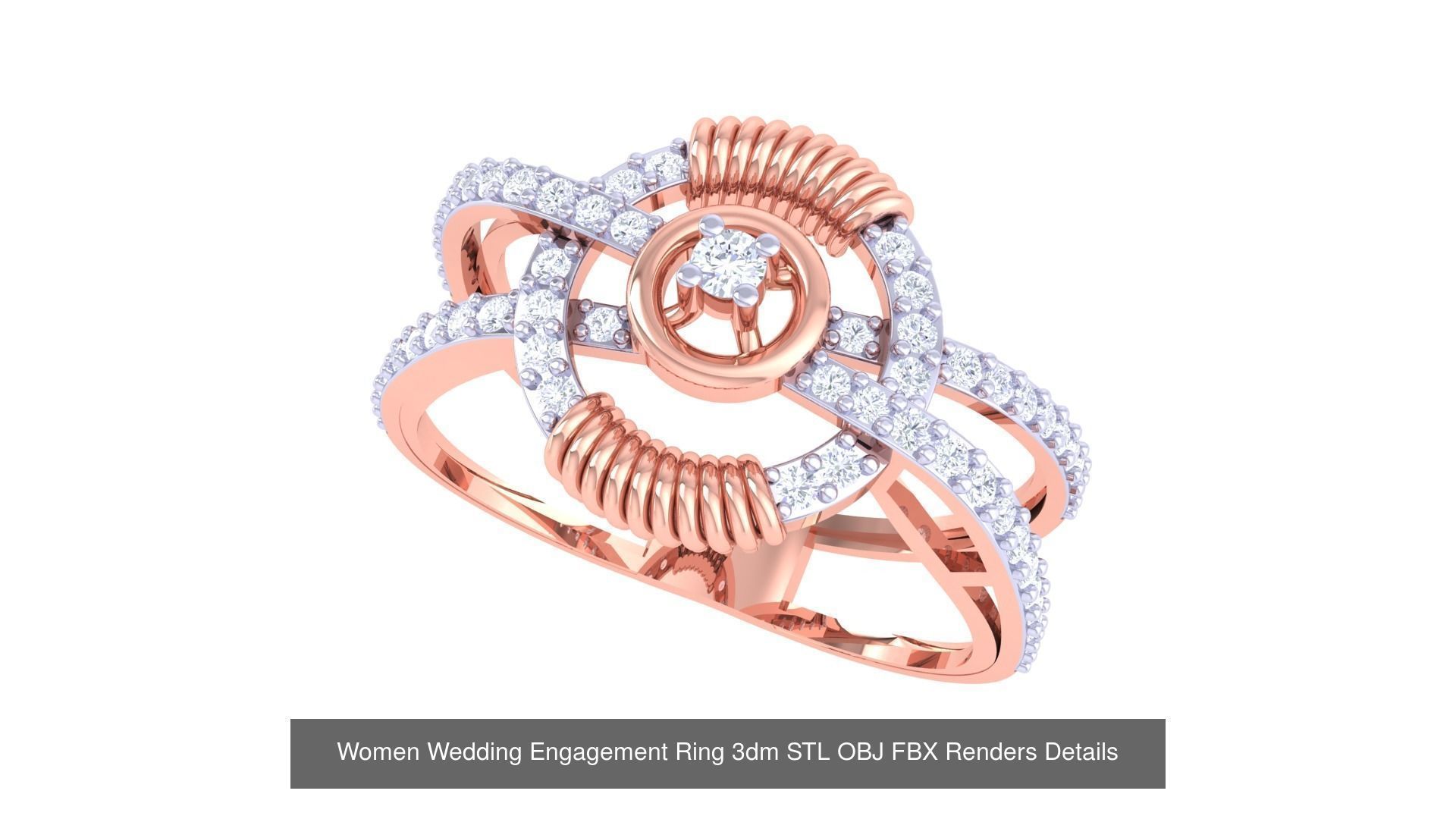 50 Women Wedding Engagement Ring 3dm STL OBJ Details Collection _27