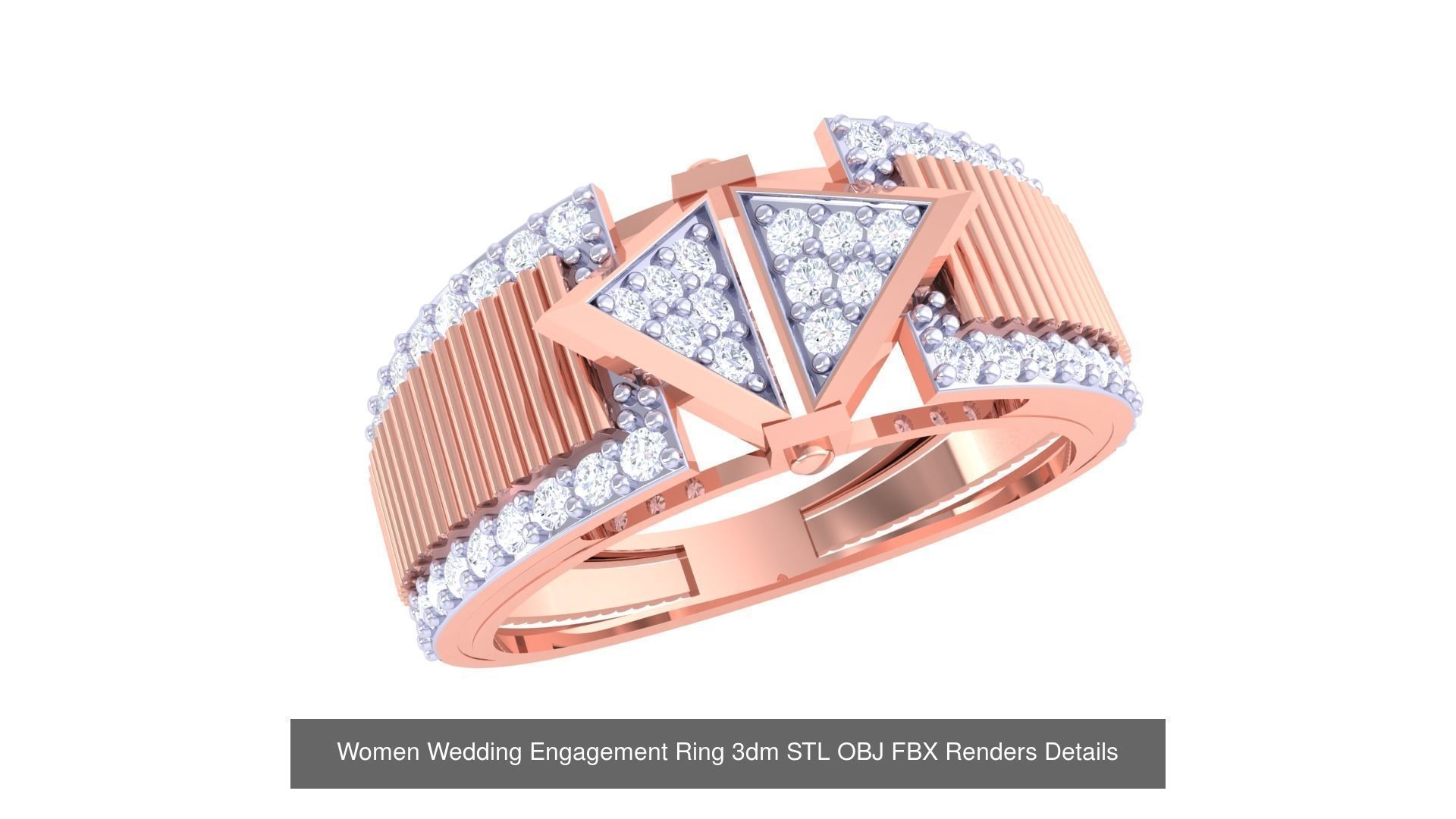 50 Women Wedding Engagement Ring 3dm STL OBJ Details Collection _44