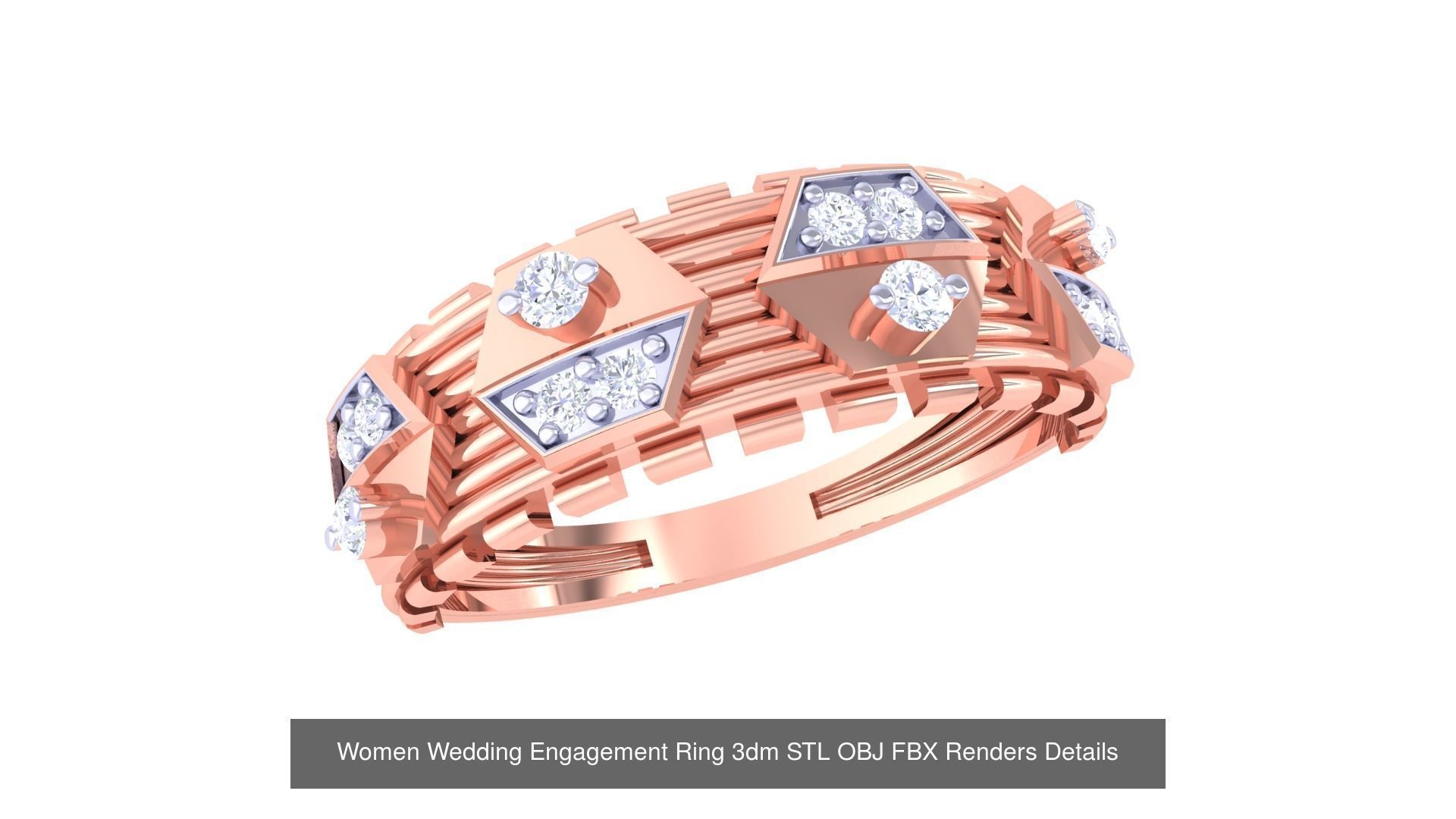 50 Women Wedding Engagement Ring 3dm STL OBJ Details Collection _50