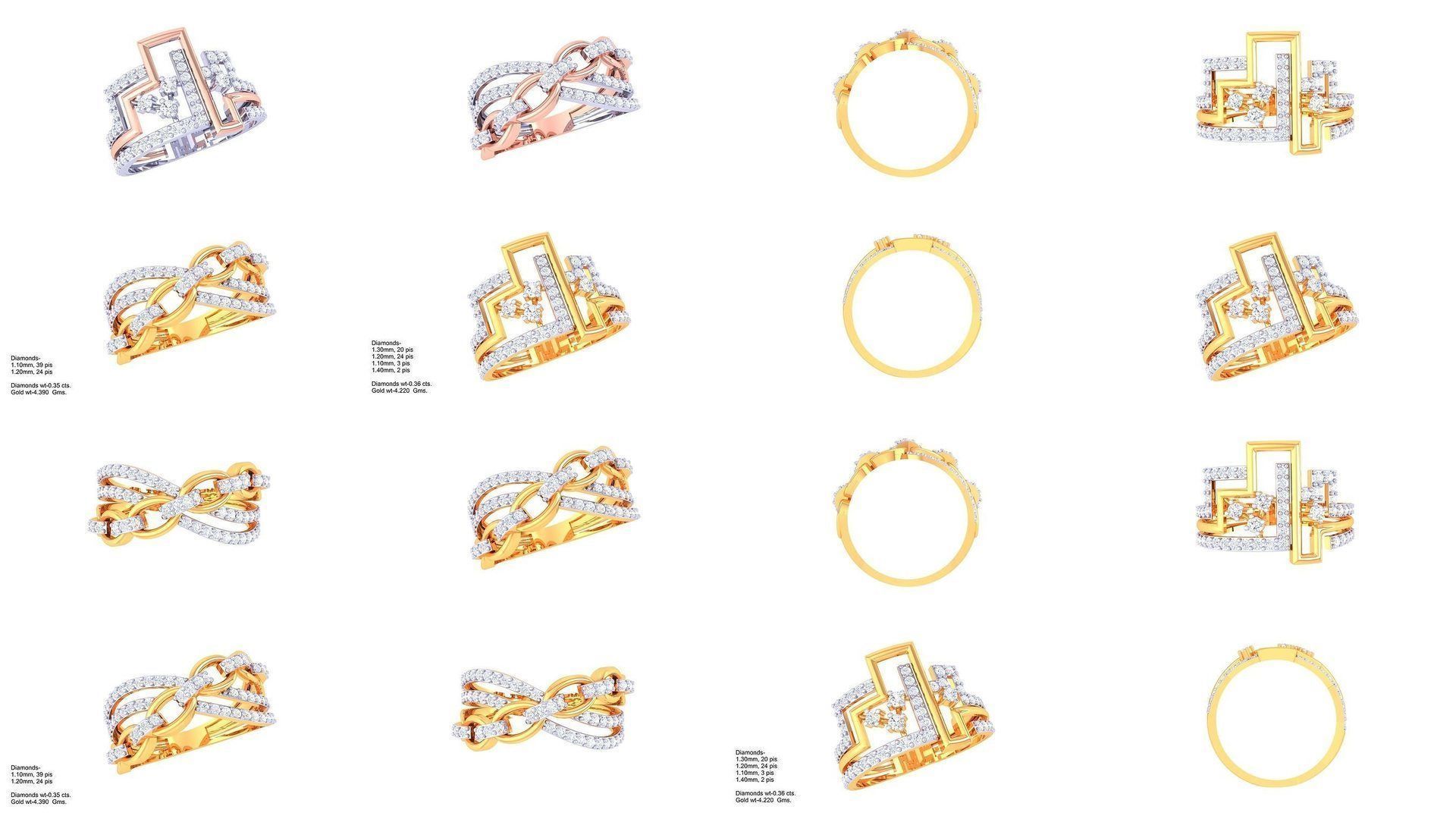 50 Women Wedding Engagement Ring 3dm STL OBJ Details Collection _5