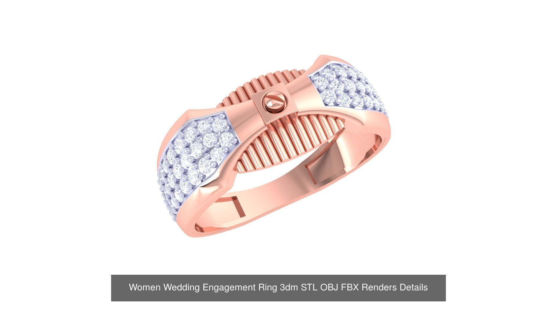 50 Women Wedding Engagement Ring 3dm STL OBJ Details Collection _47