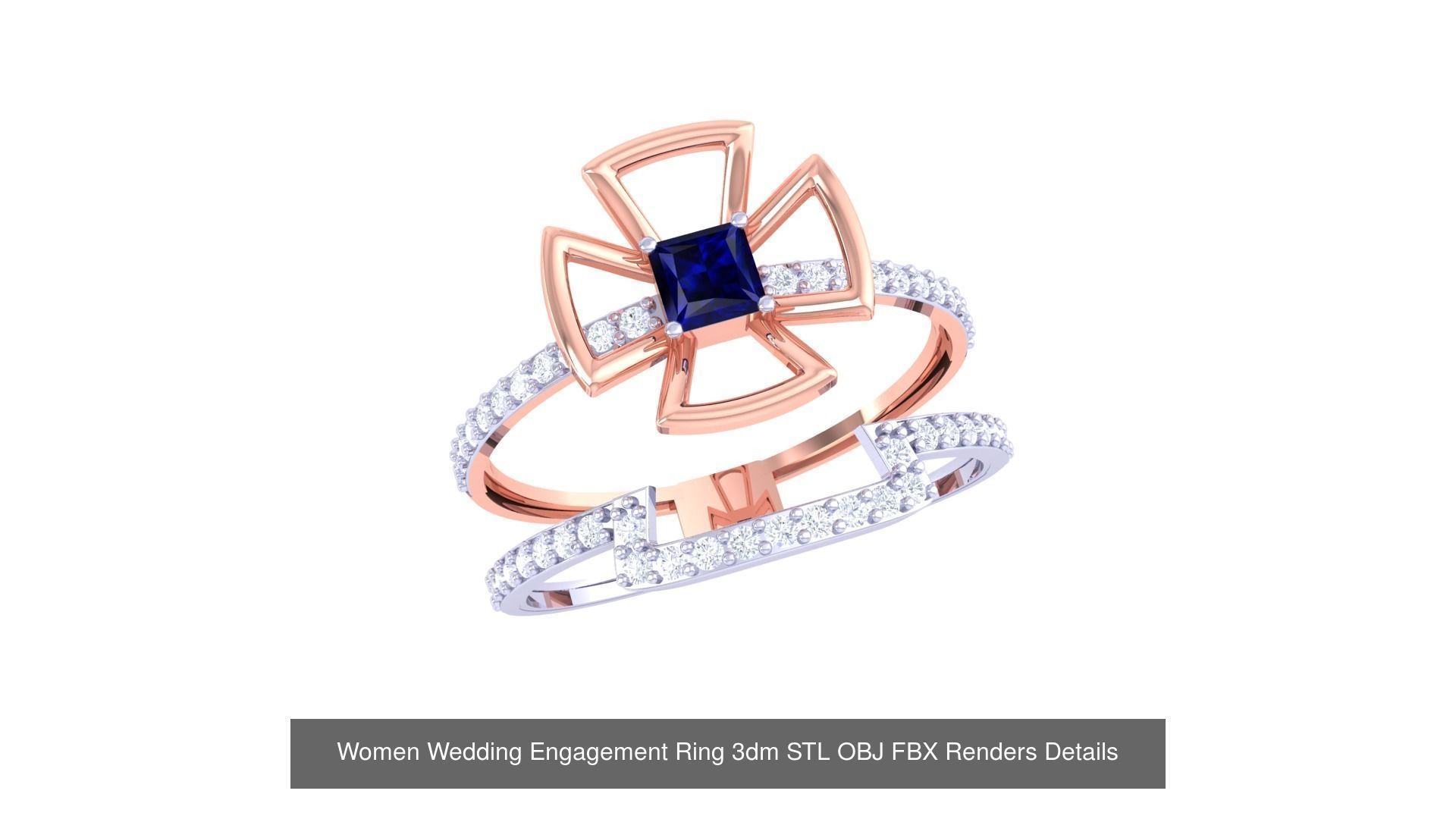 50 Women Wedding Engagement Ring 3dm STL OBJ Details Collection _24