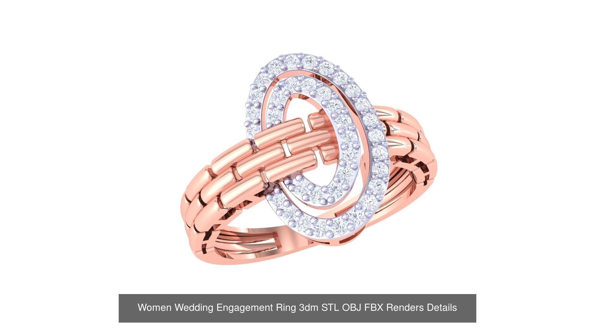 50 Women Wedding Engagement Ring 3dm STL OBJ Details Collection _12