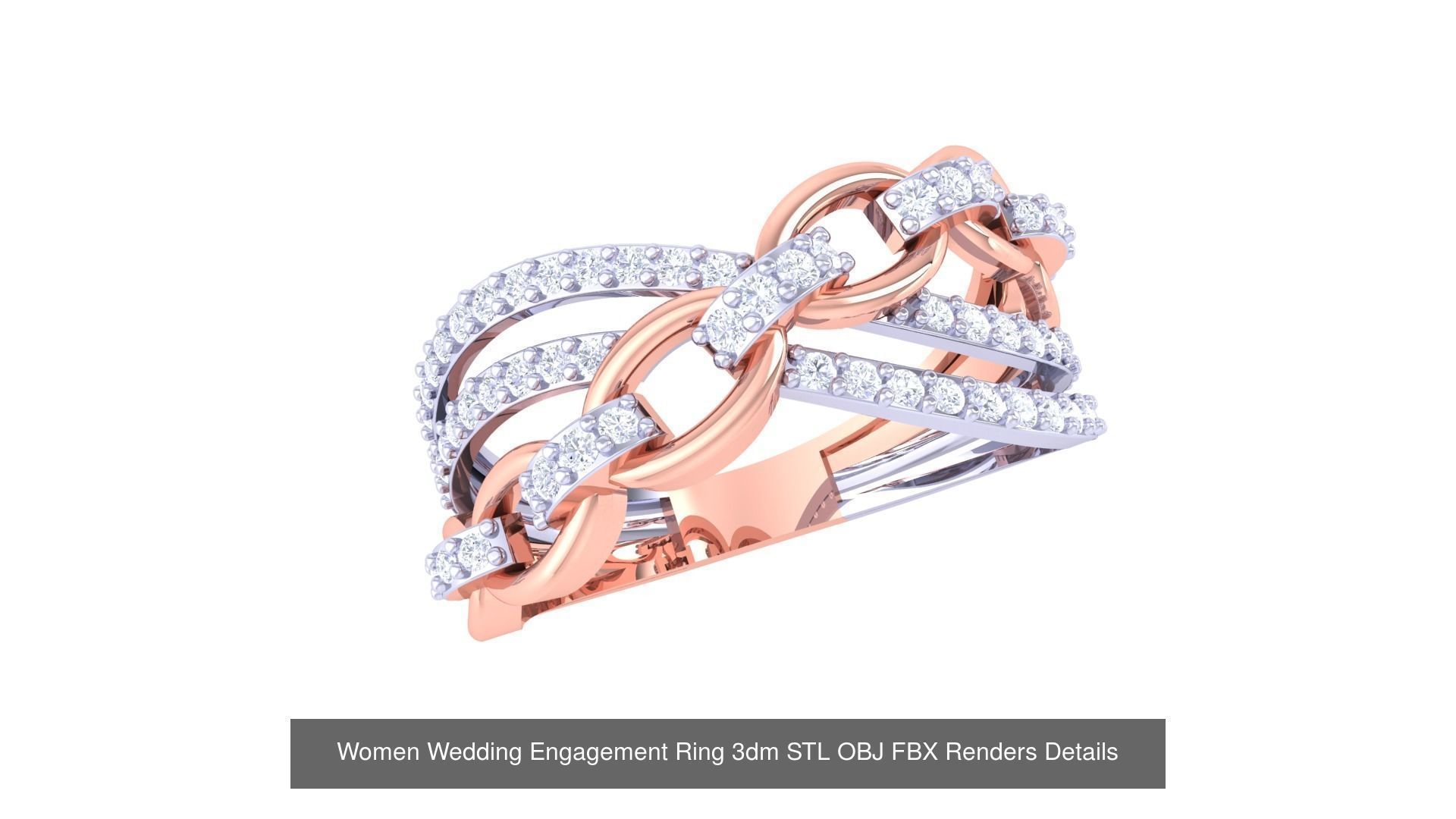 50 Women Wedding Engagement Ring 3dm STL OBJ Details Collection _56