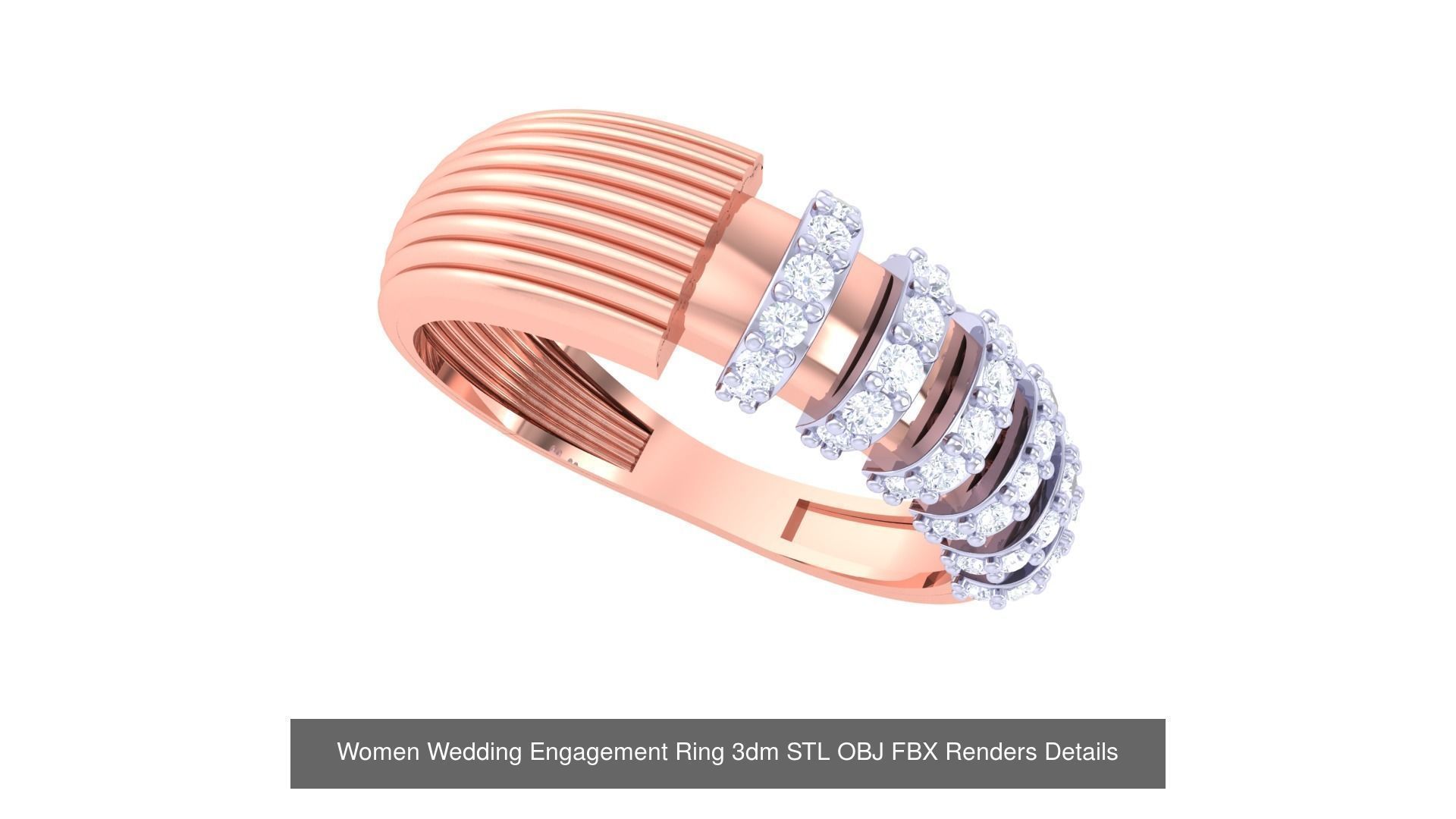 50 Women Wedding Engagement Ring 3dm STL OBJ Details Collection _52