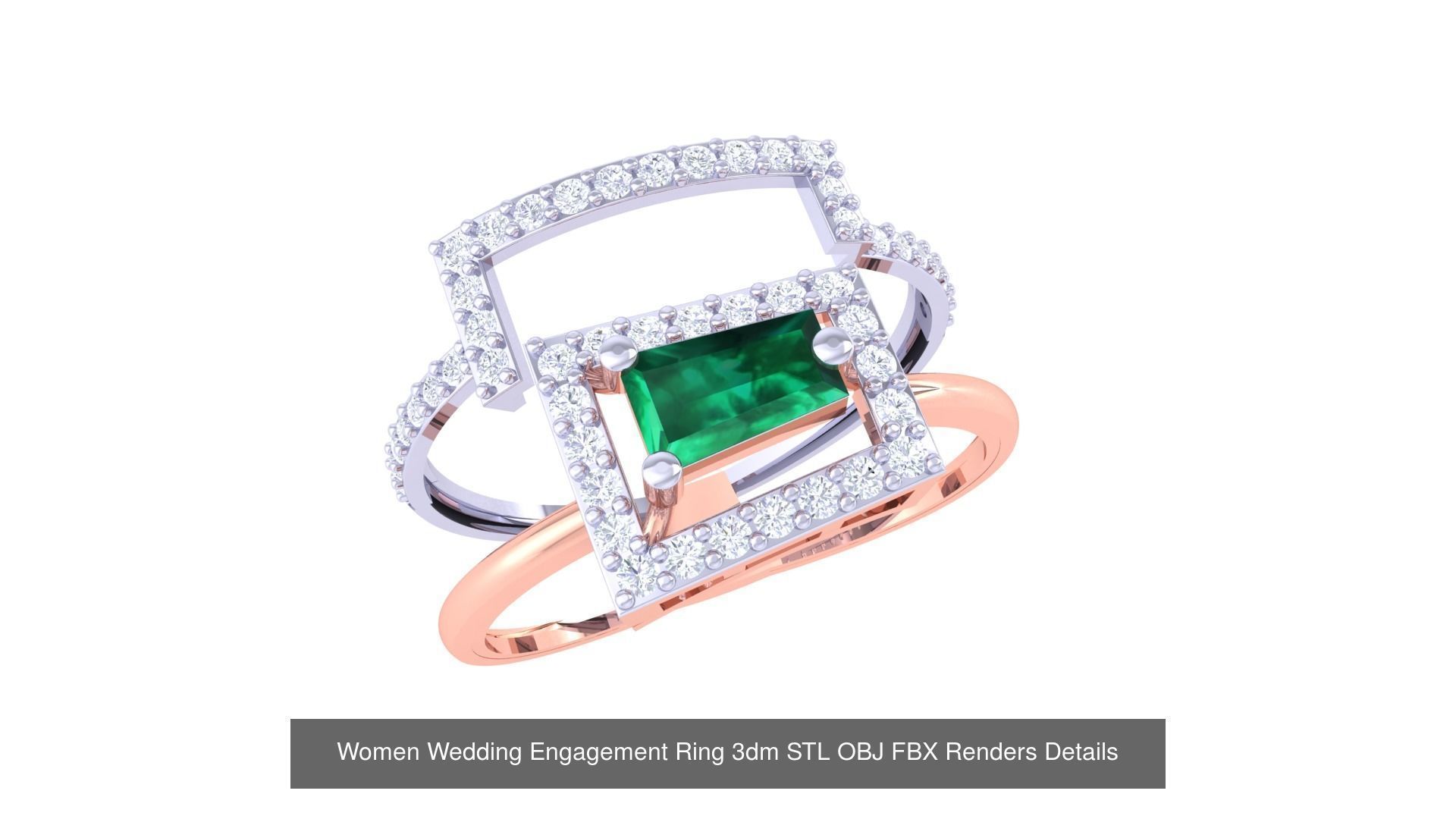 50 Women Wedding Engagement Ring 3dm STL OBJ Details Collection _23