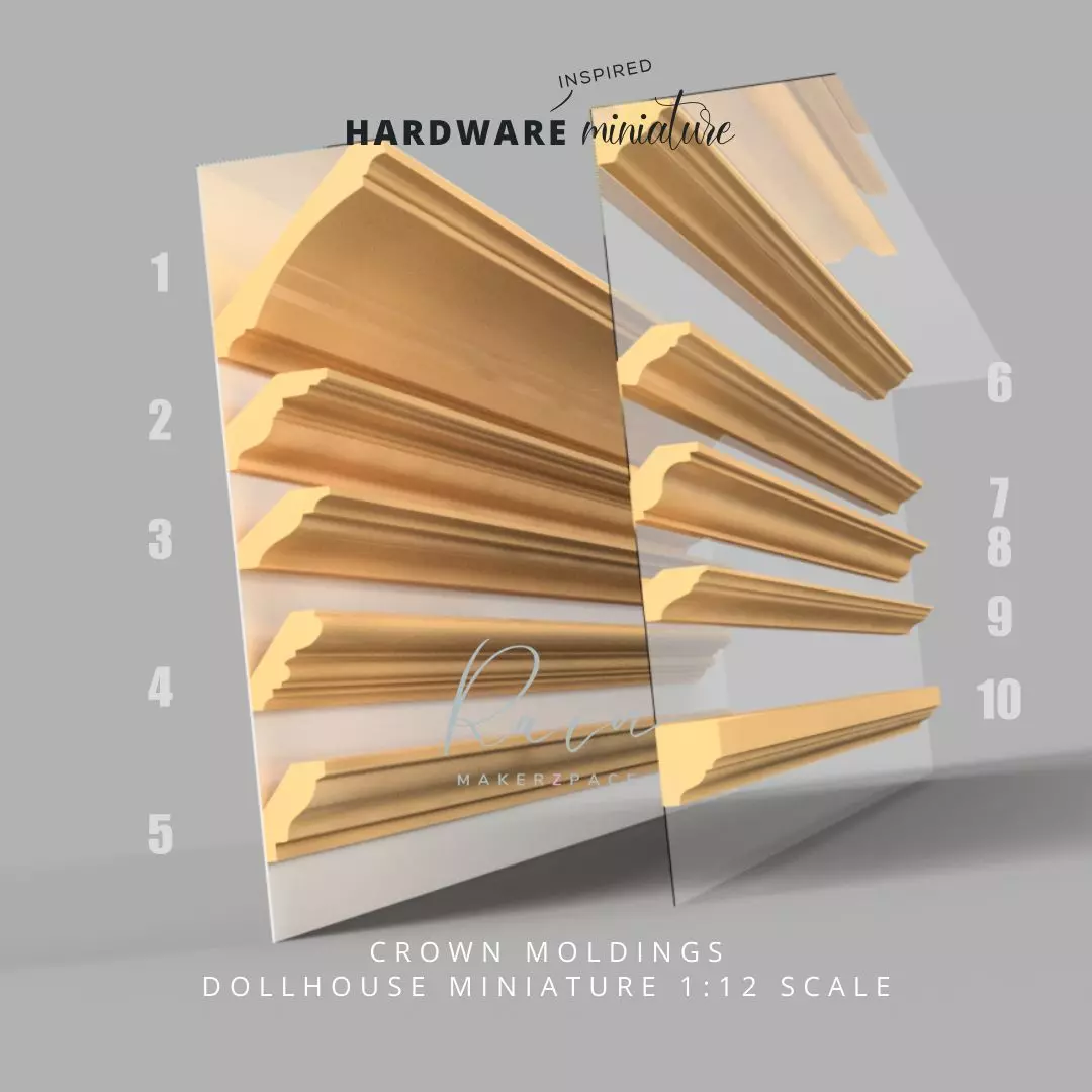 MINIATURE CROWN MOLDINGS FOR DOLLHOUSE - 10 DESIGNS 3D print model_0