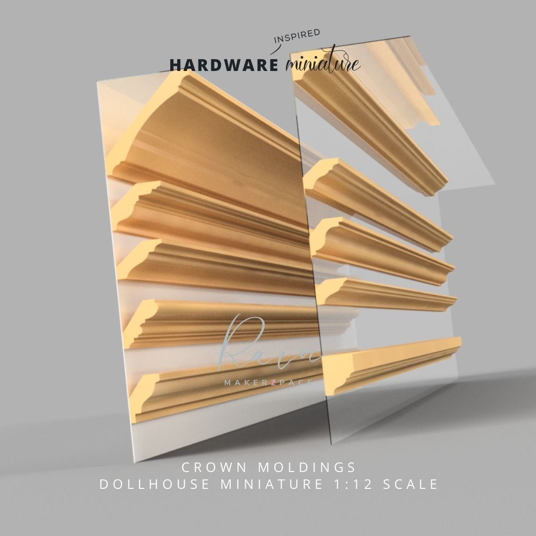 MINIATURE CROWN MOLDINGS FOR DOLLHOUSE - 10 DESIGNS 3D print model_1