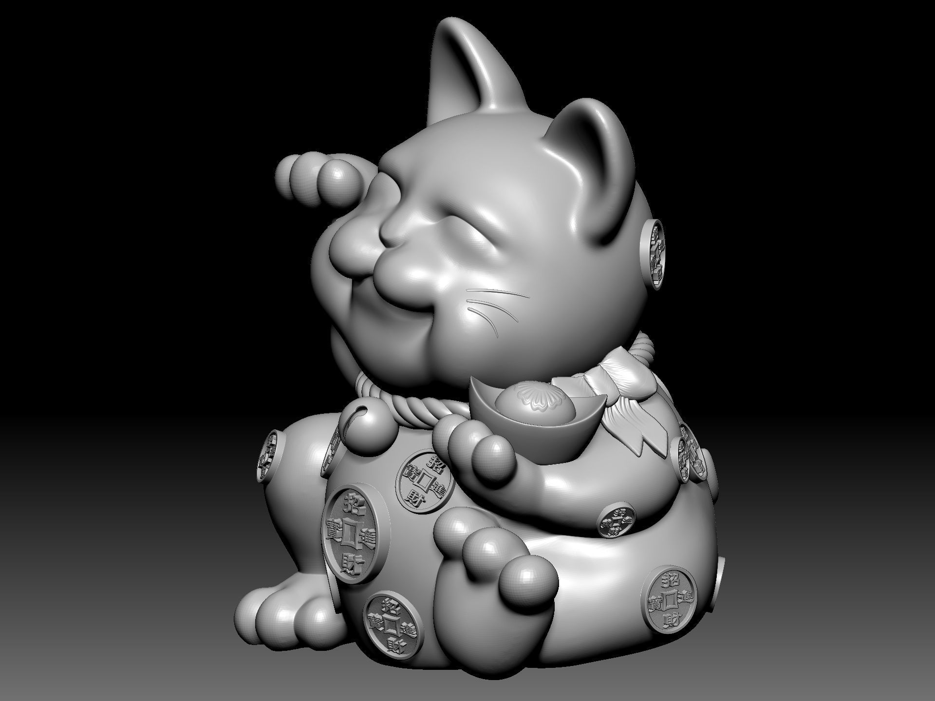 Fortune Cat 3D model_7