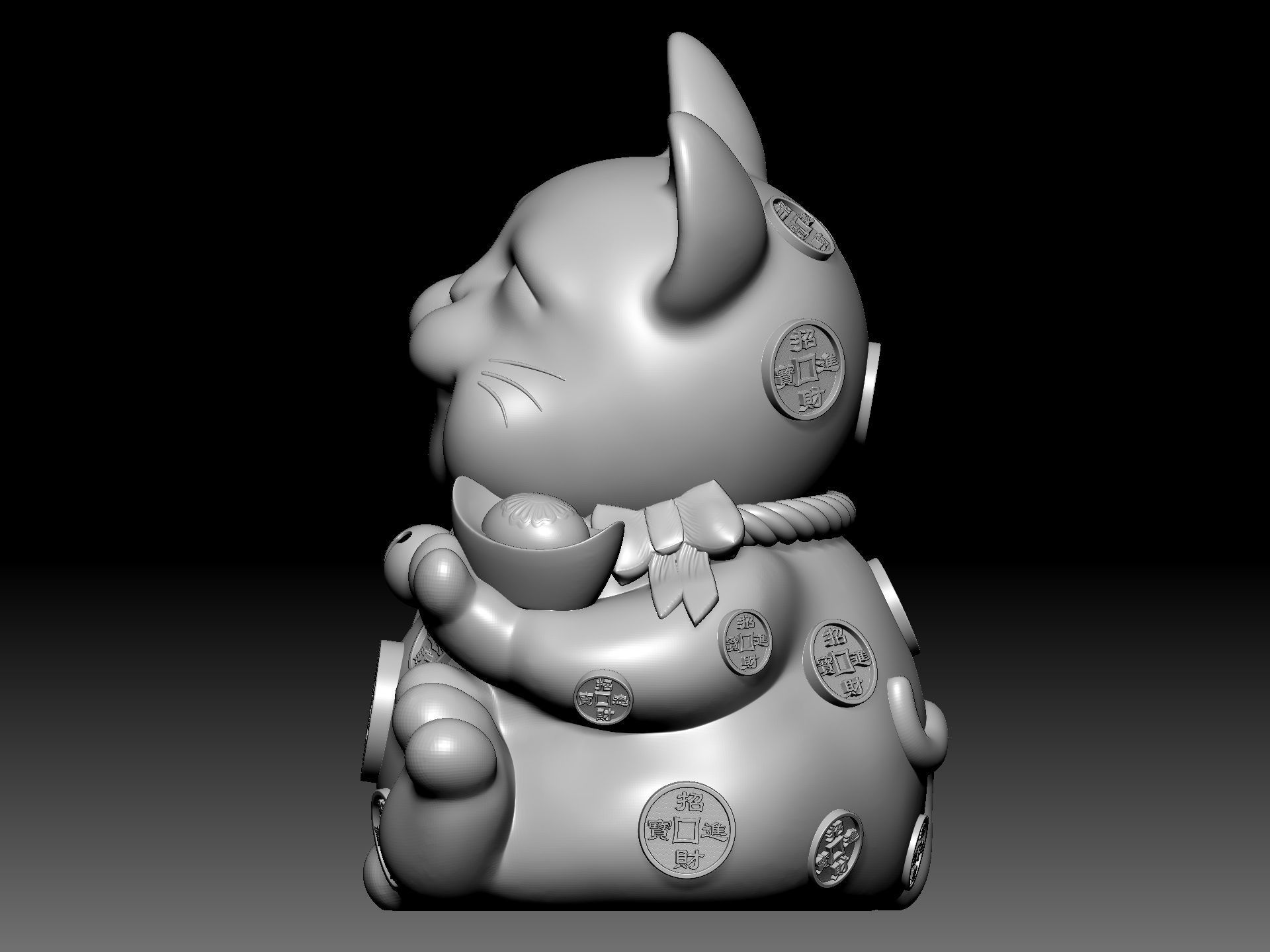 Fortune Cat 3D model_3