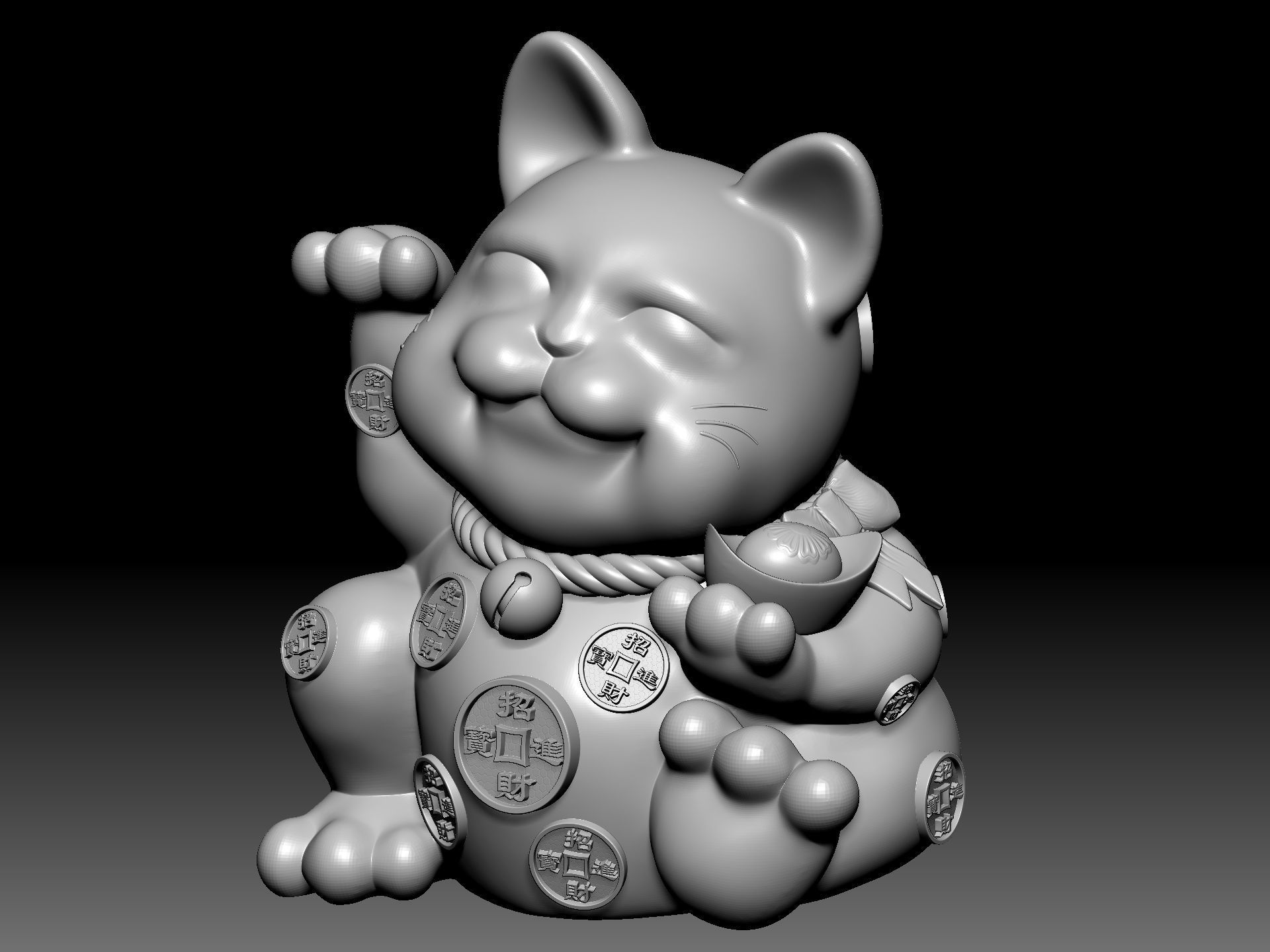 Fortune Cat 3D model_6