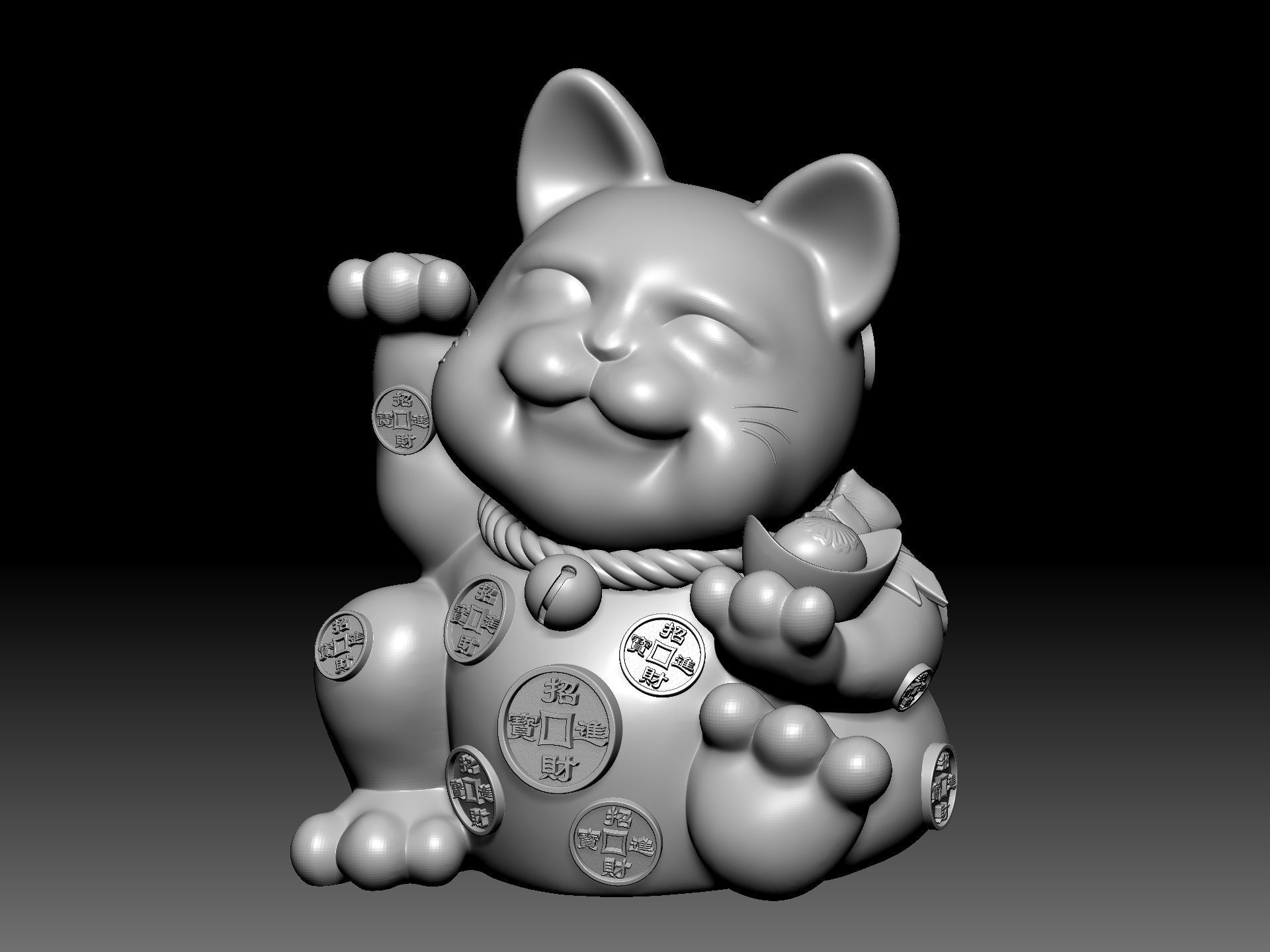 Fortune Cat 3D model_2