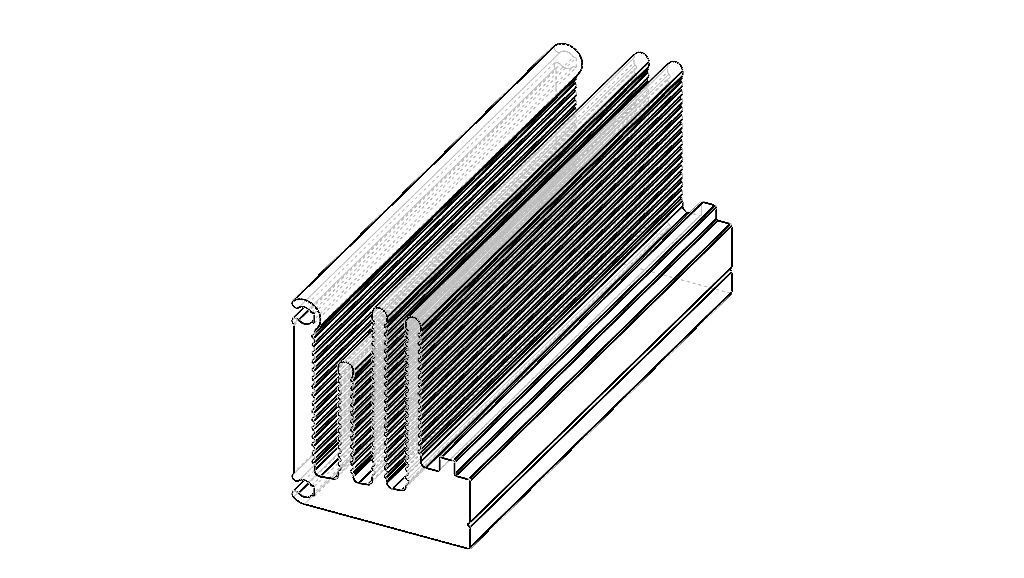 Aluminum Extruded Heat Sink MOD AL-03hs Low-poly 3D model_3