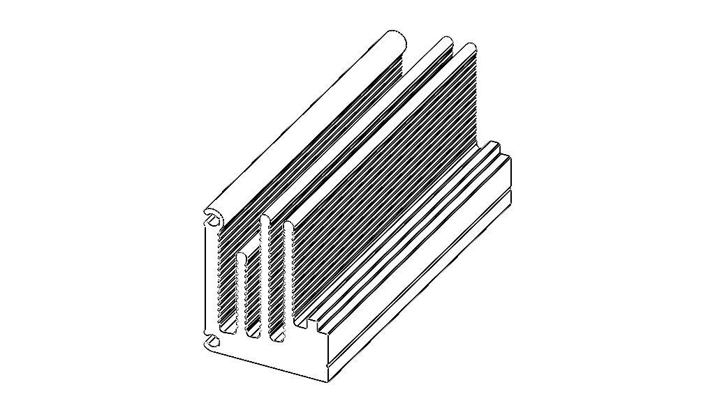 Aluminum Extruded Heat Sink MOD AL-03hs Low-poly 3D model_2