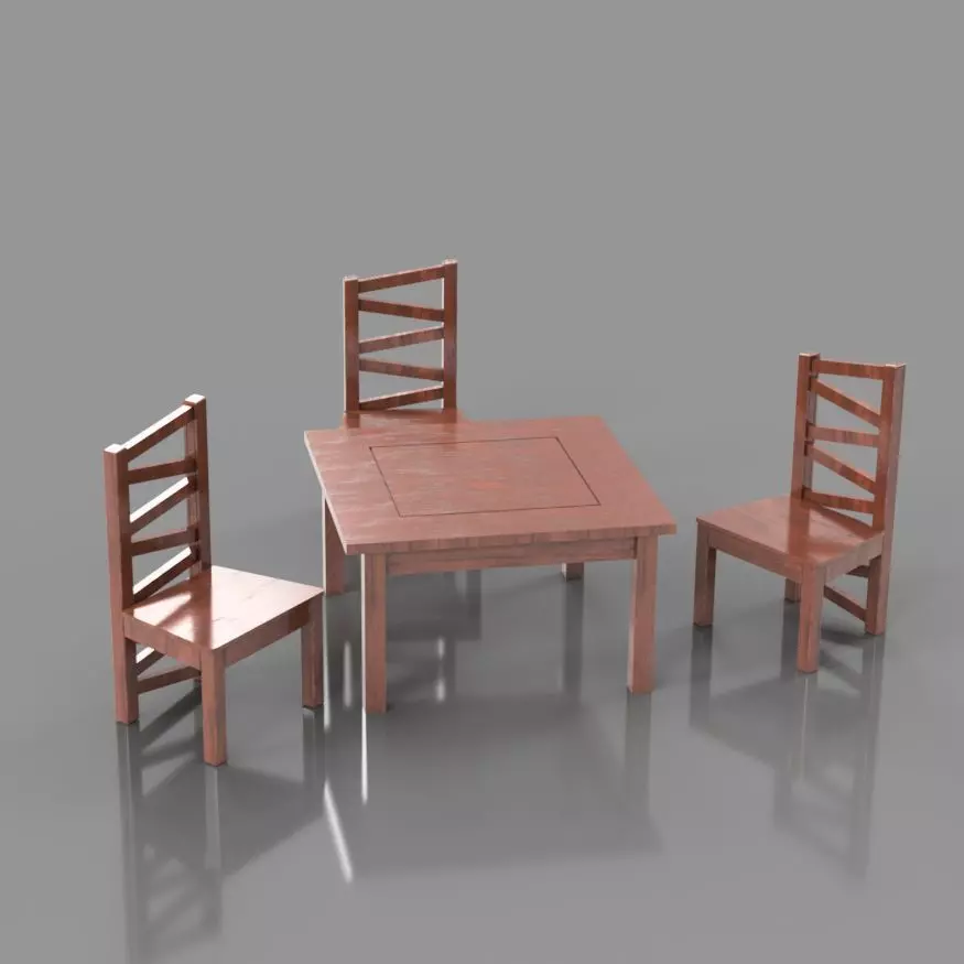 MINIATURE CHILD TABLE AND CHAIR SET FOR DOLLHOUSE 3D print model