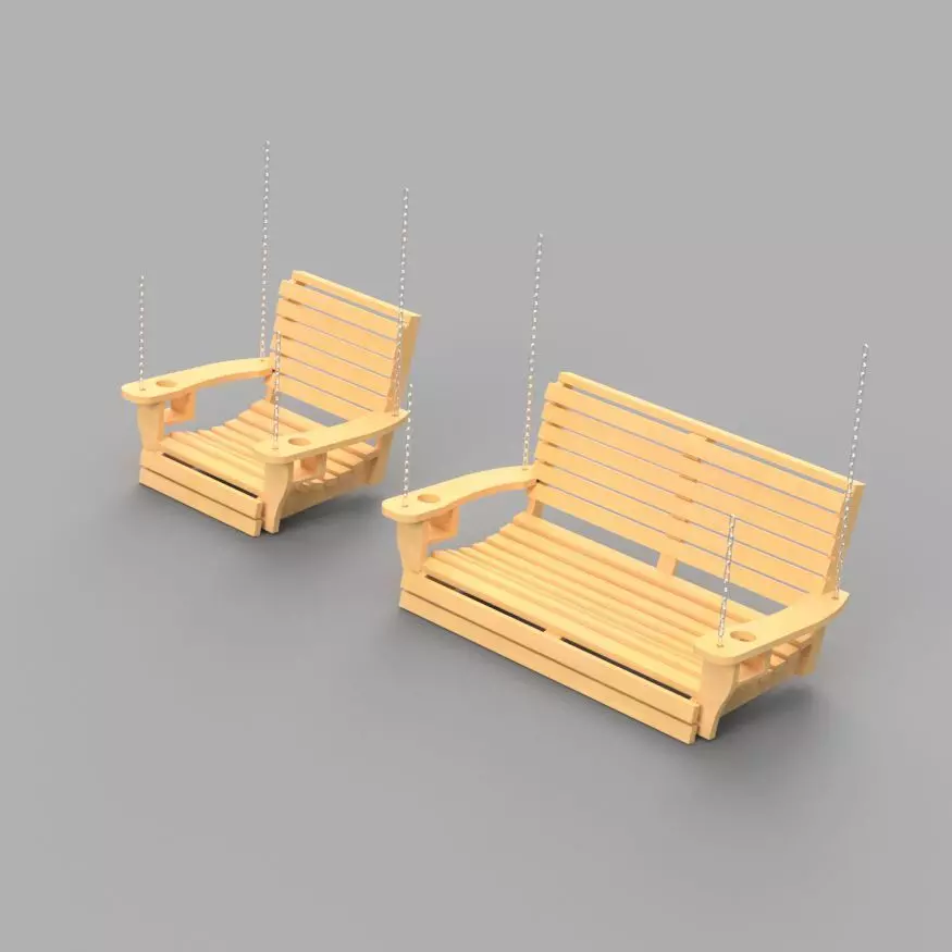 PORCH SWING SINGLE AND DOUBLE MINIATURE FURNITURE FOR DOLLHOUSE 3D print model_0