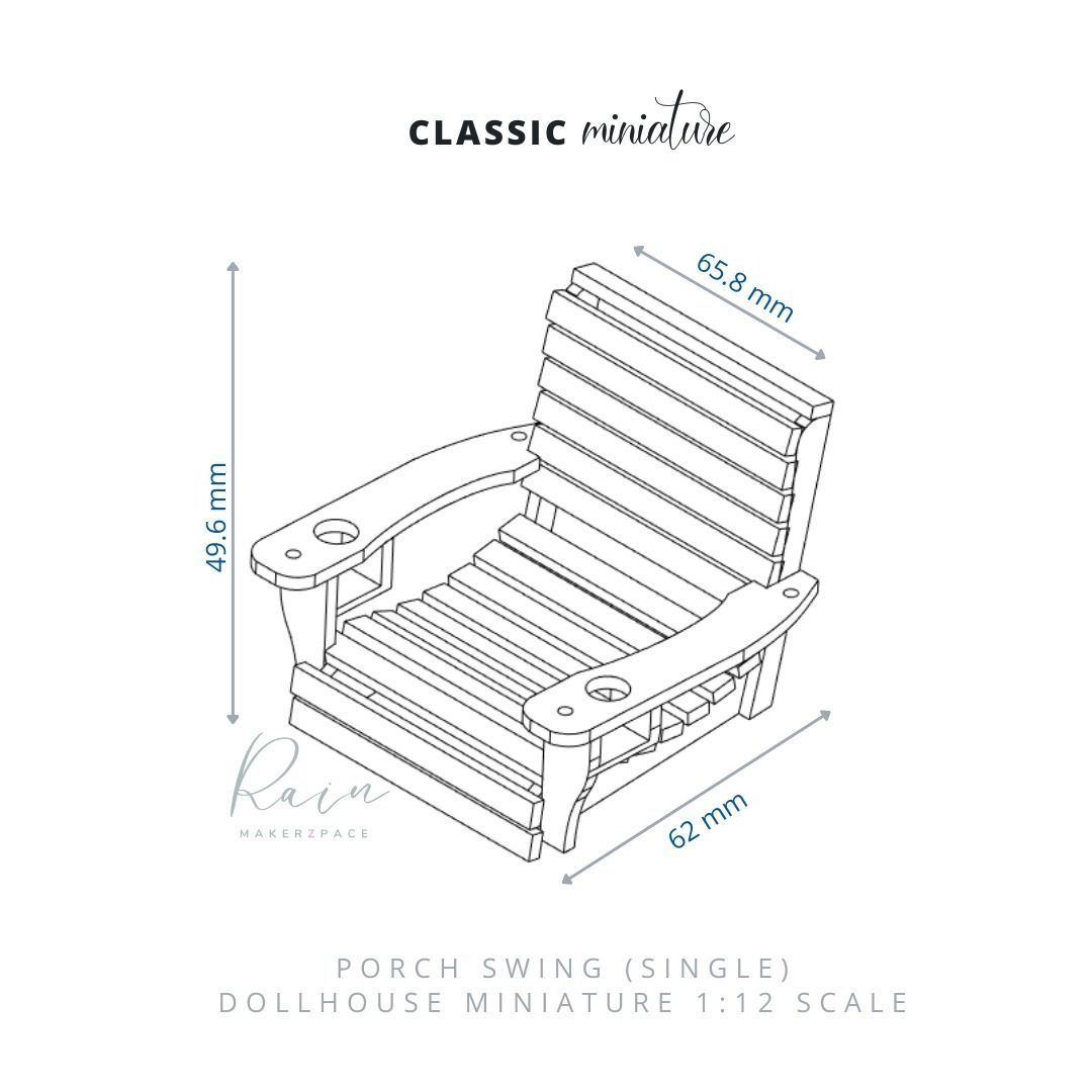 PORCH SWING SINGLE AND DOUBLE MINIATURE FURNITURE FOR DOLLHOUSE 3D print model_10