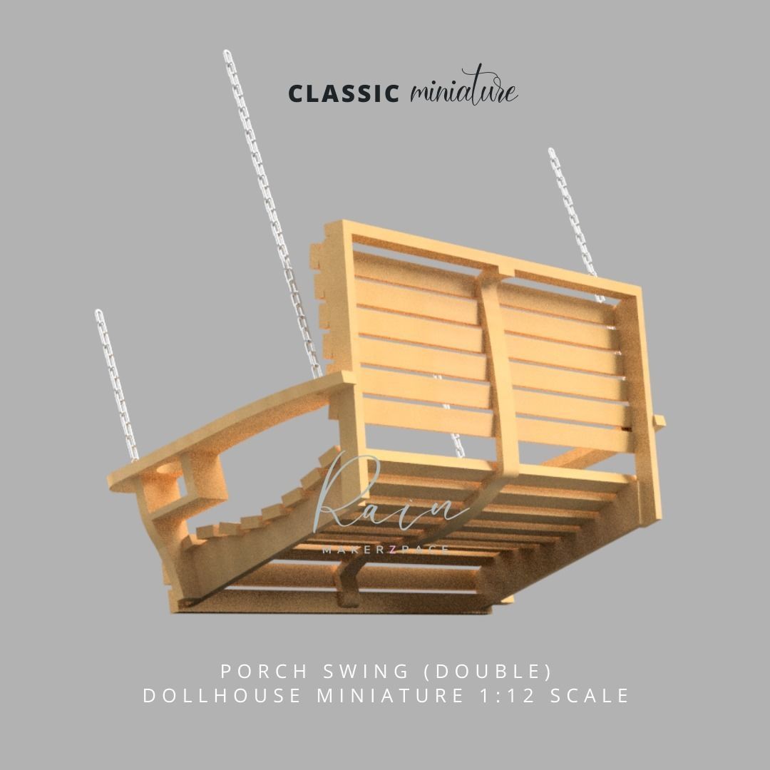 PORCH SWING SINGLE AND DOUBLE MINIATURE FURNITURE FOR DOLLHOUSE 3D print model_5