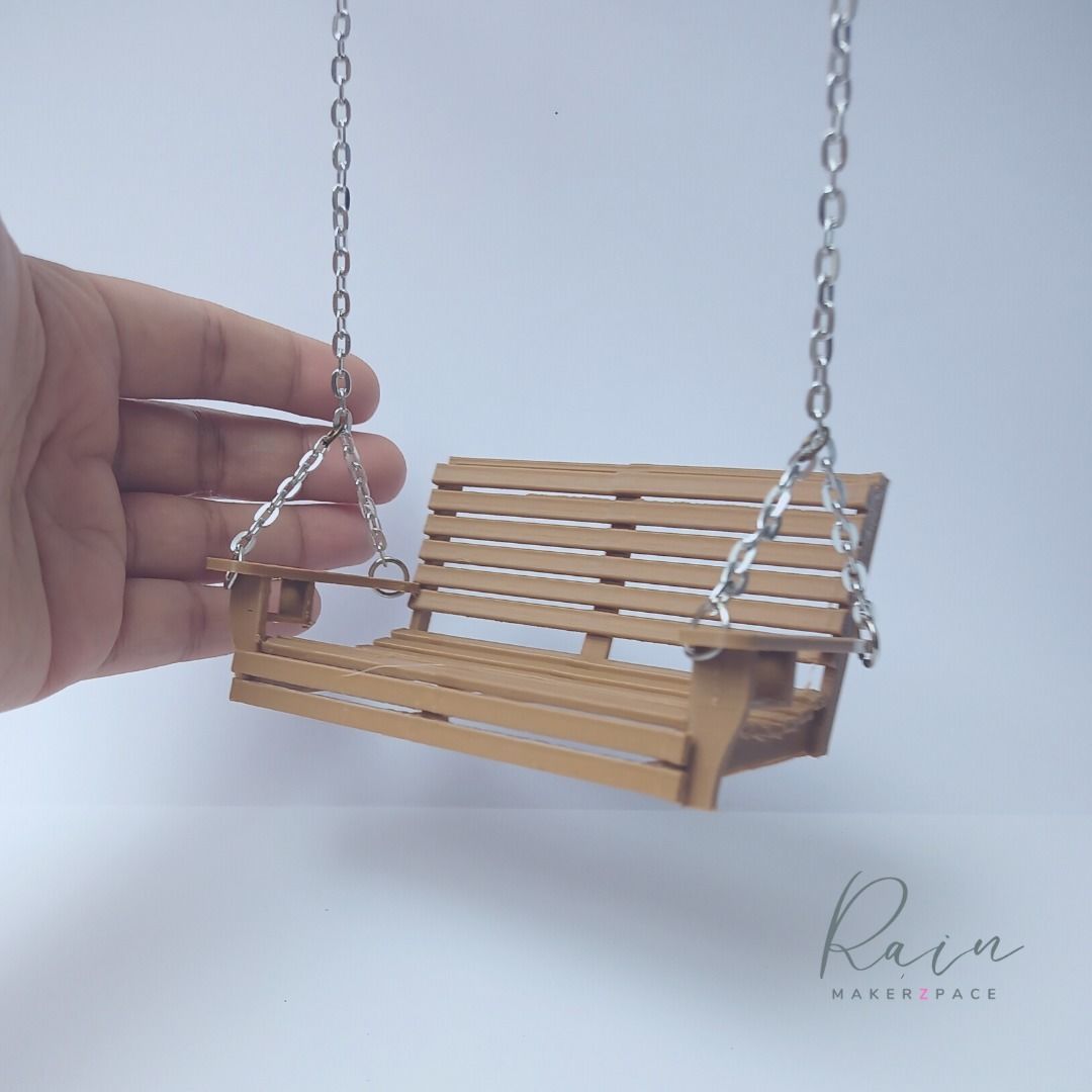 PORCH SWING SINGLE AND DOUBLE MINIATURE FURNITURE FOR DOLLHOUSE 3D print model_7