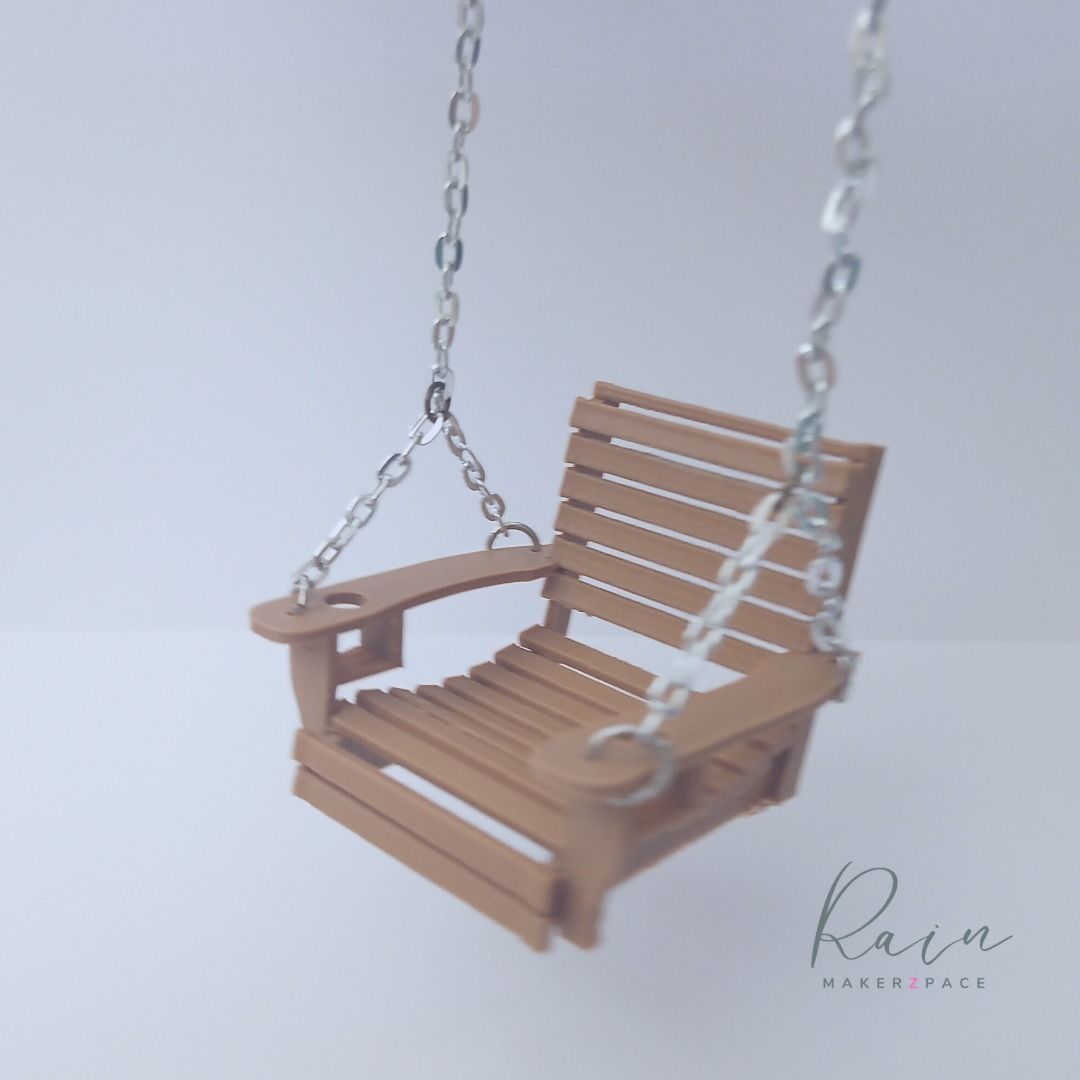 PORCH SWING SINGLE AND DOUBLE MINIATURE FURNITURE FOR DOLLHOUSE 3D print model_8