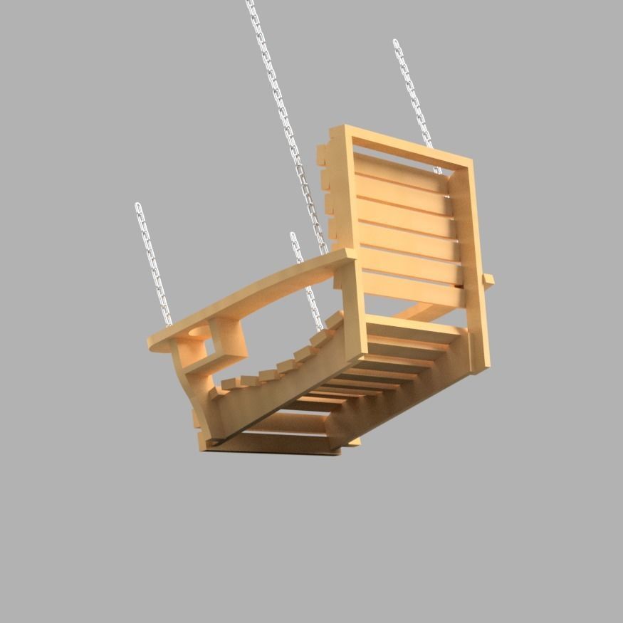 PORCH SWING SINGLE AND DOUBLE MINIATURE FURNITURE FOR DOLLHOUSE 3D print model_4