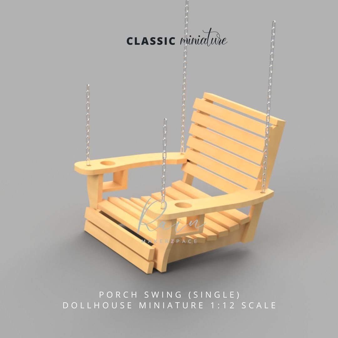 PORCH SWING SINGLE AND DOUBLE MINIATURE FURNITURE FOR DOLLHOUSE 3D print model_2
