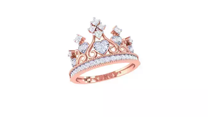 Women Crown Wedding Ring 3dm STL OBJ FBX Renders Details