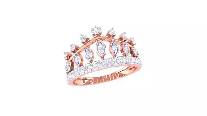 Women Crown Wedding Ring 3dm STL OBJ FBX Renders Details