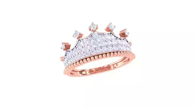 Women Crown Wedding Ring 3dm STL OBJ FBX Renders Details