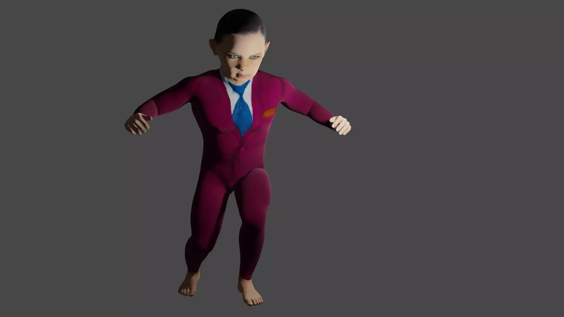 Creepy Costumed Boy Flipping Over Animation Low-poly 3D model