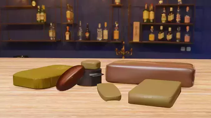 Various Cannabis Hashish Brick Majiruana Products Low-poly 3D model