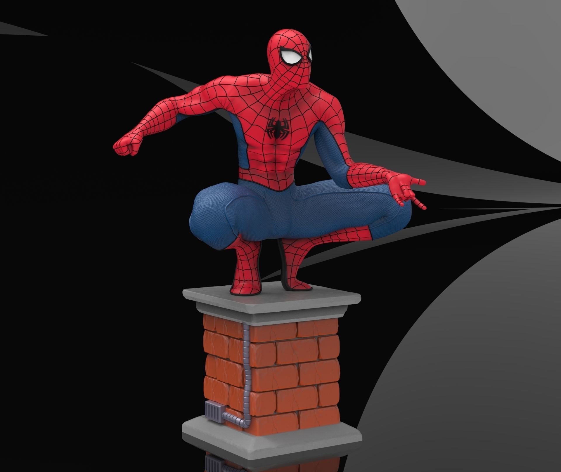 Spider-Man spider - man statue 3D print model_2