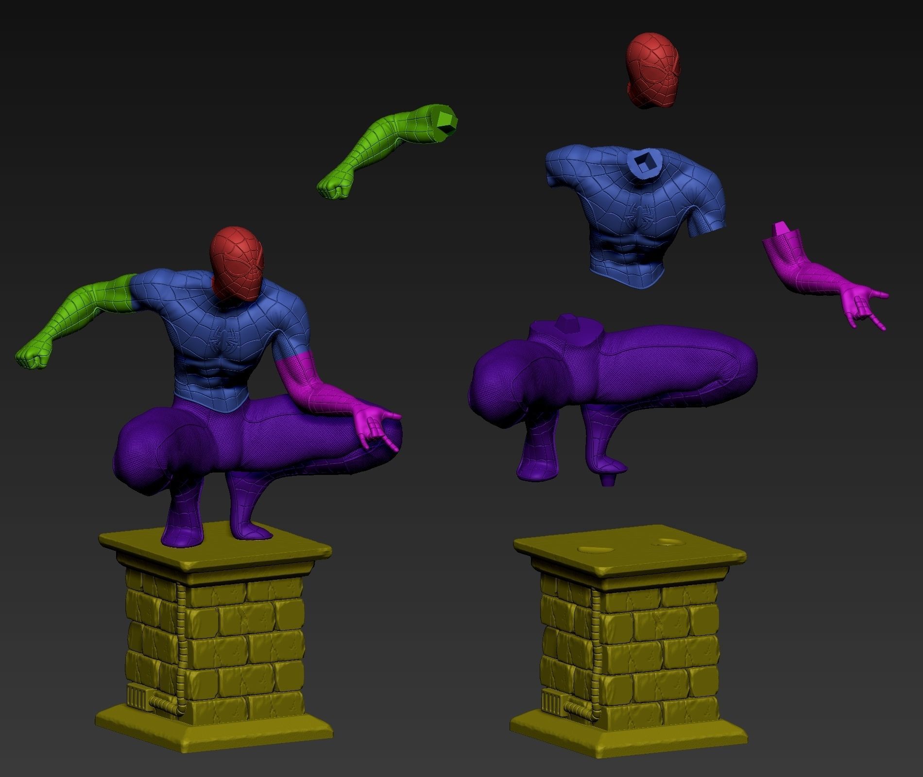 Spider-Man spider - man statue 3D print model_12