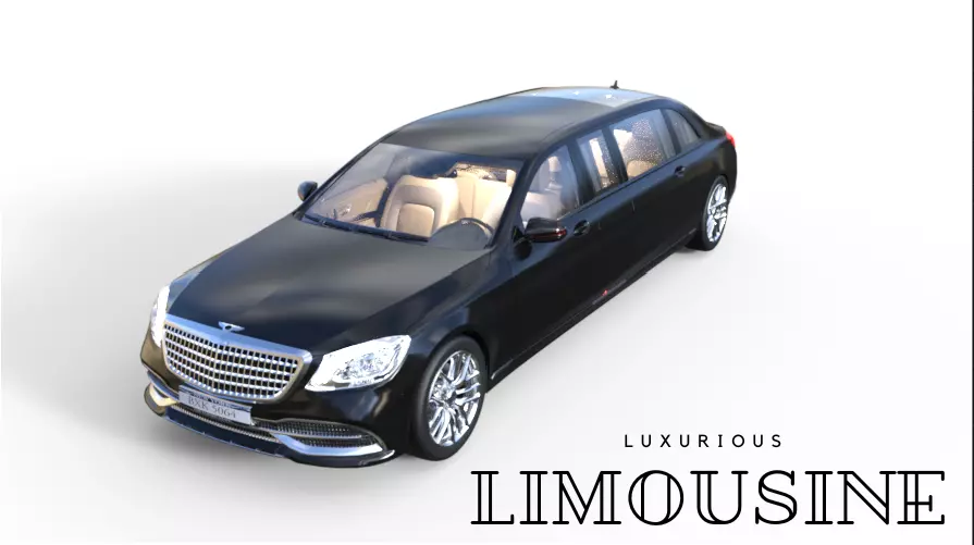 luxurious limousine 3D model_0