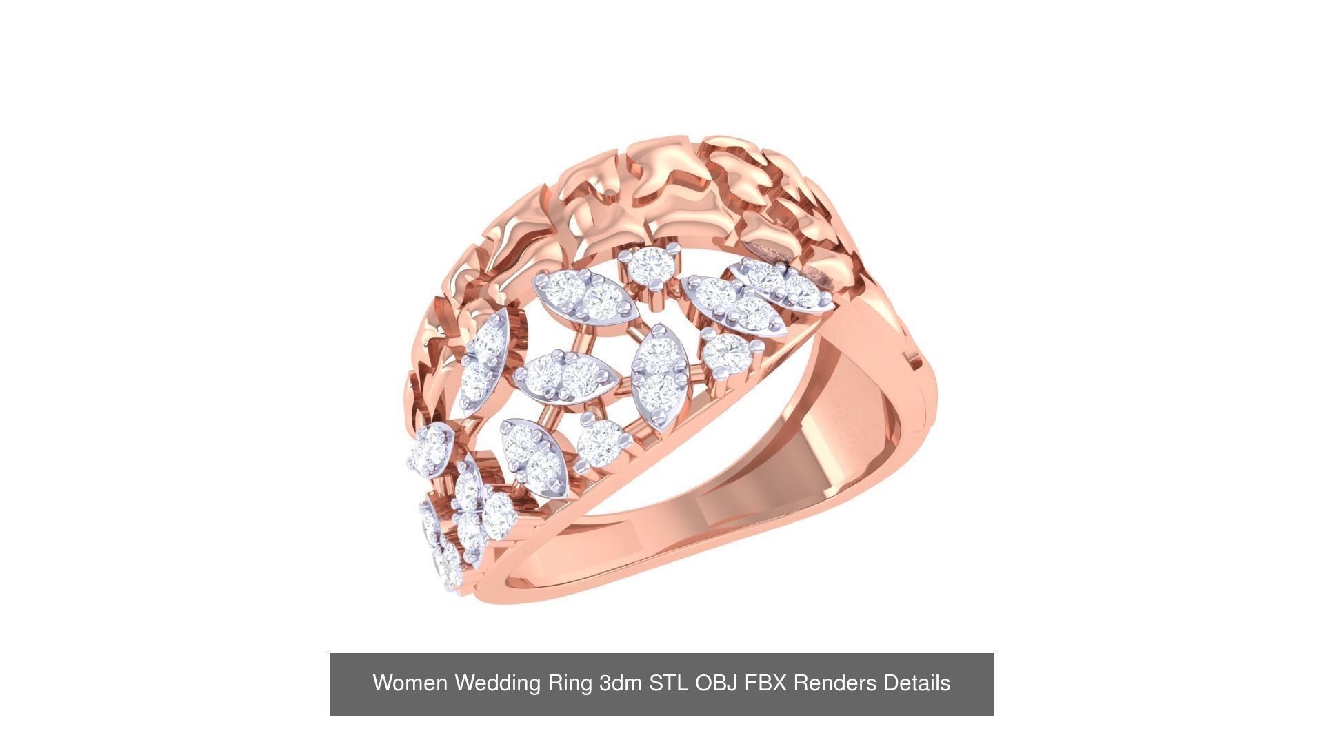 50 Women Wedding Ring 3dm STL OBJ FBX Renders Details Collection _54