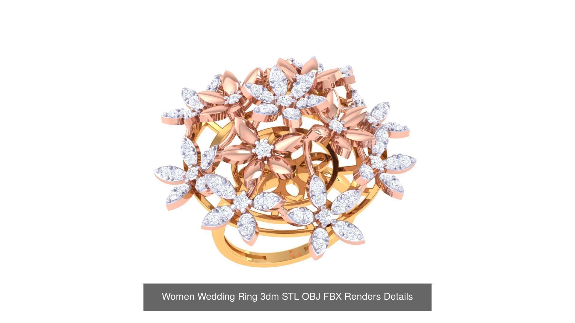 50 Women Wedding Ring 3dm STL OBJ FBX Renders Details Collection _49