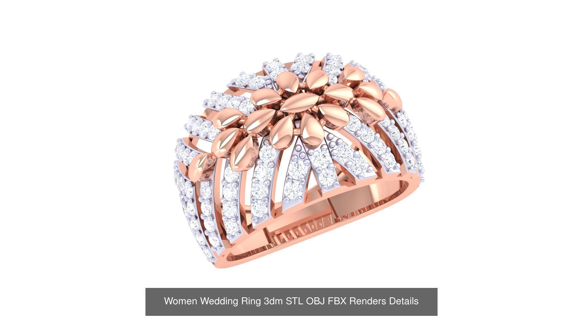 50 Women Wedding Ring 3dm STL OBJ FBX Renders Details Collection _25