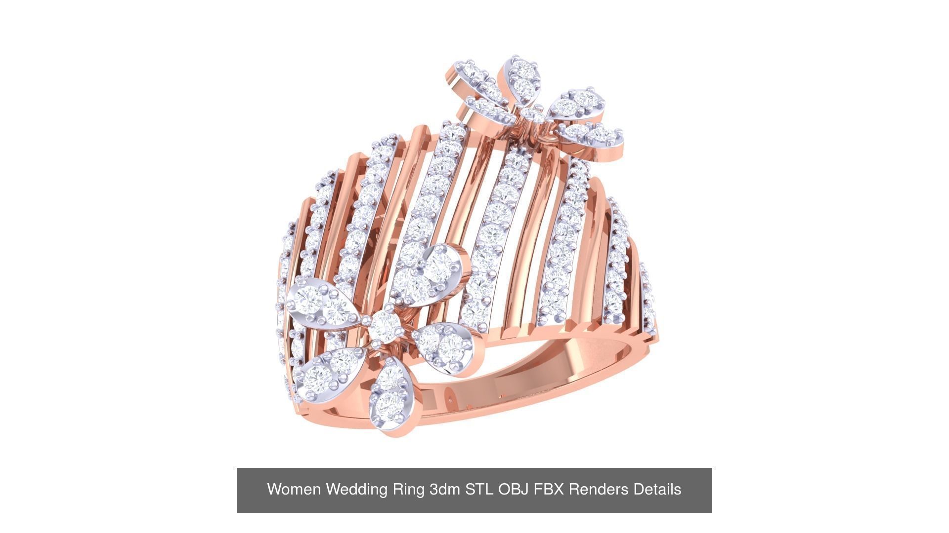 50 Women Wedding Ring 3dm STL OBJ FBX Renders Details Collection _32
