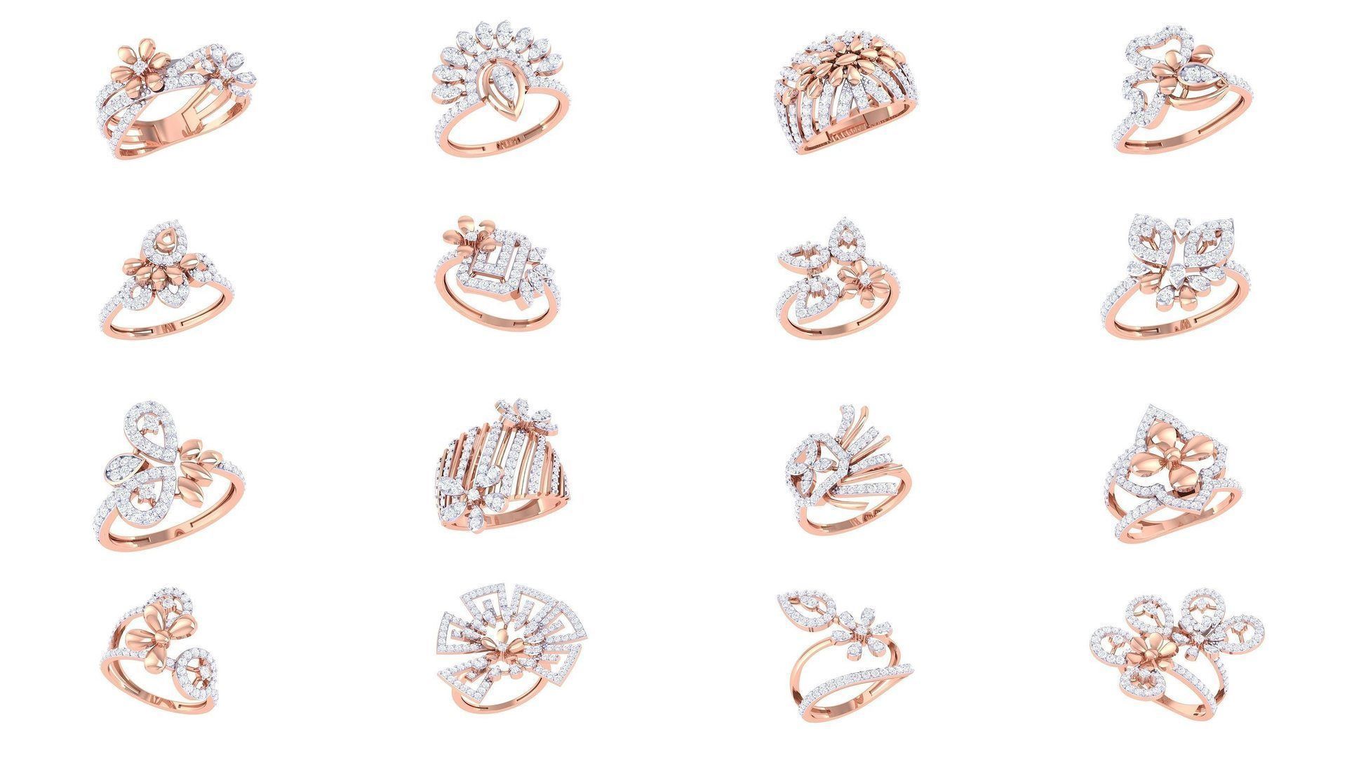 50 Women Wedding Ring 3dm STL OBJ FBX Renders Details Collection _1