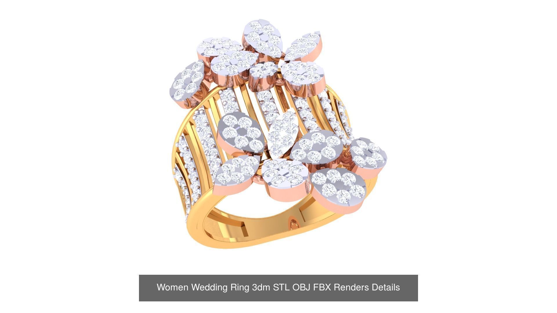 50 Women Wedding Ring 3dm STL OBJ FBX Renders Details Collection _52