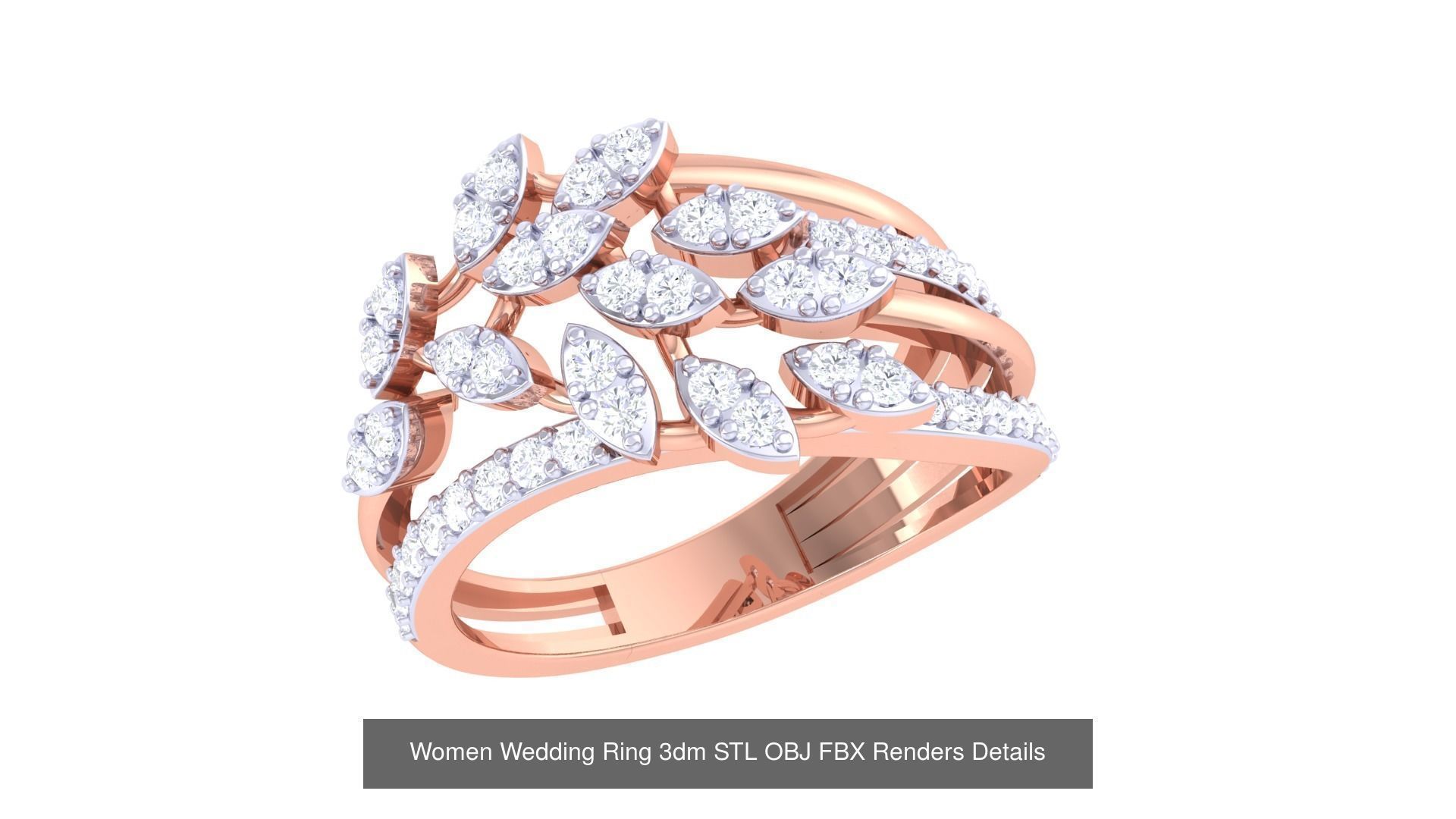 50 Women Wedding Ring 3dm STL OBJ FBX Renders Details Collection _21