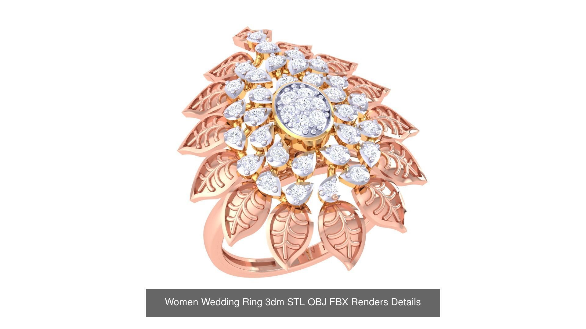 50 Women Wedding Ring 3dm STL OBJ FBX Renders Details Collection _55