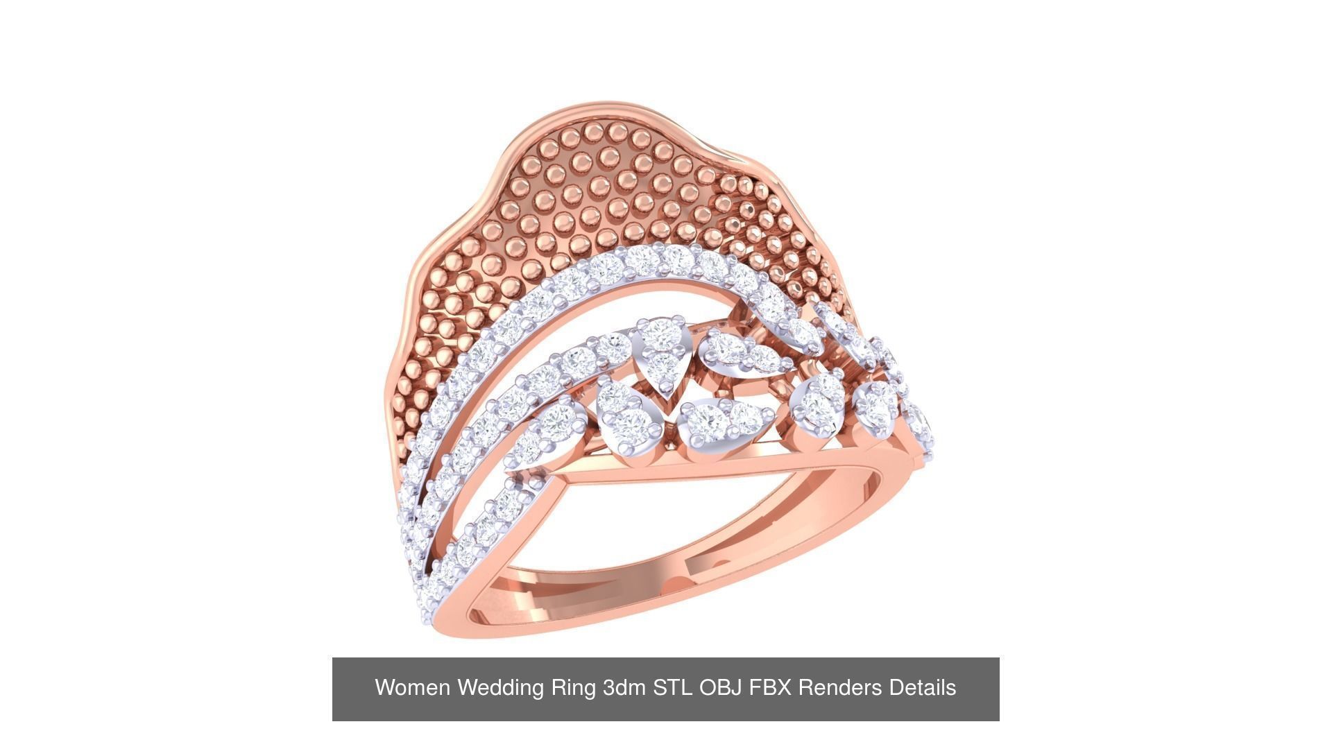 50 Women Wedding Ring 3dm STL OBJ FBX Renders Details Collection _53