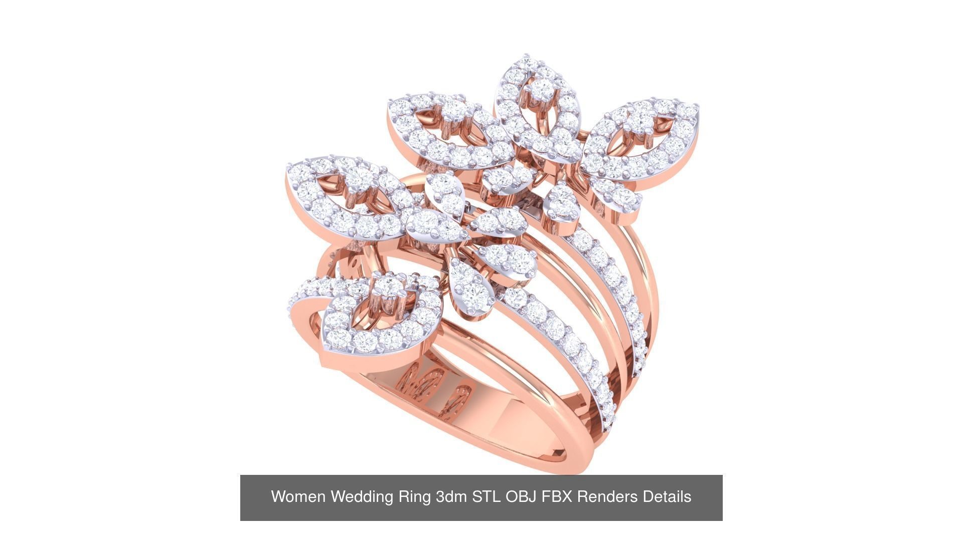 50 Women Wedding Ring 3dm STL OBJ FBX Renders Details Collection _40