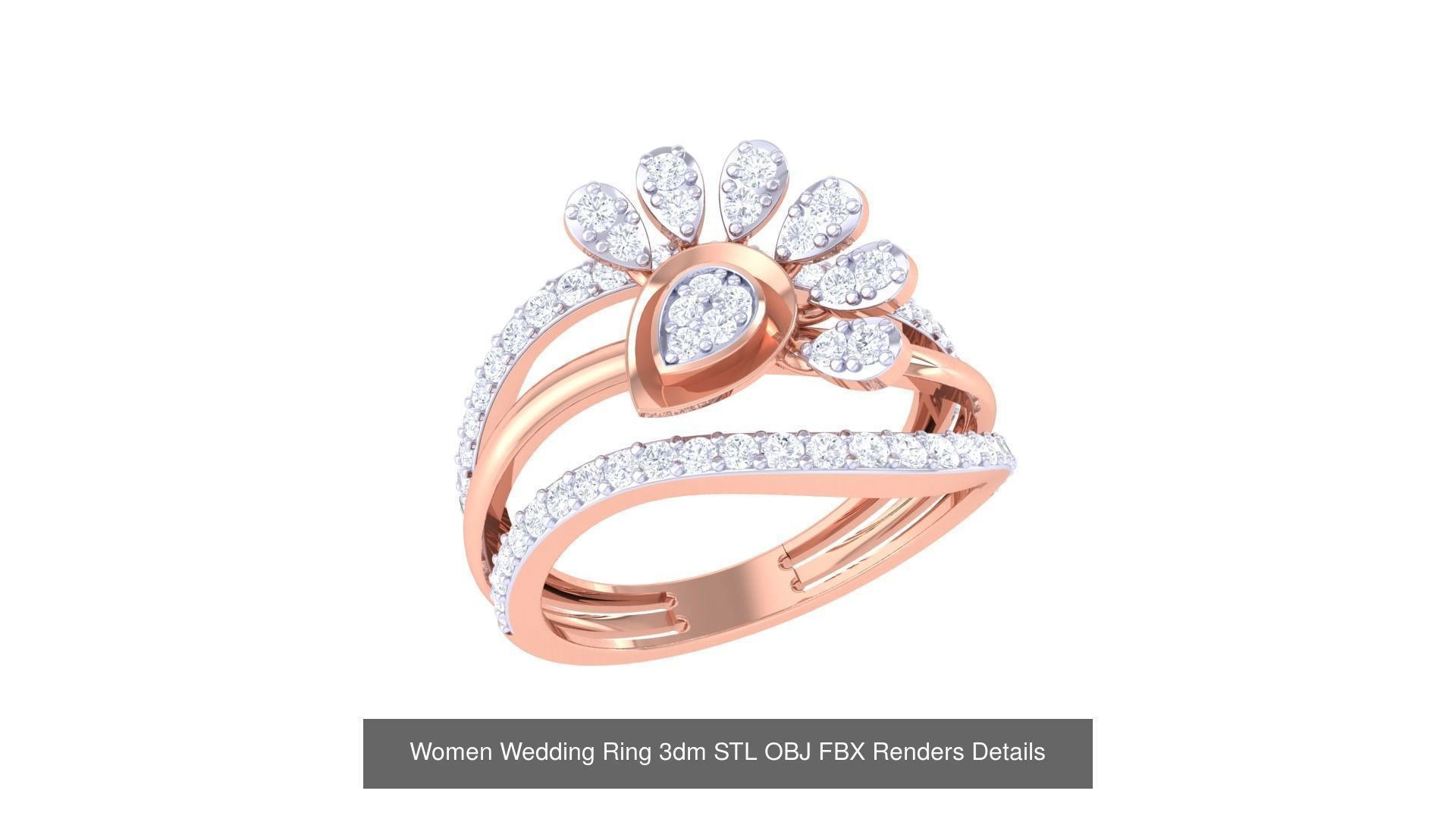 50 Women Wedding Ring 3dm STL OBJ FBX Renders Details Collection _13